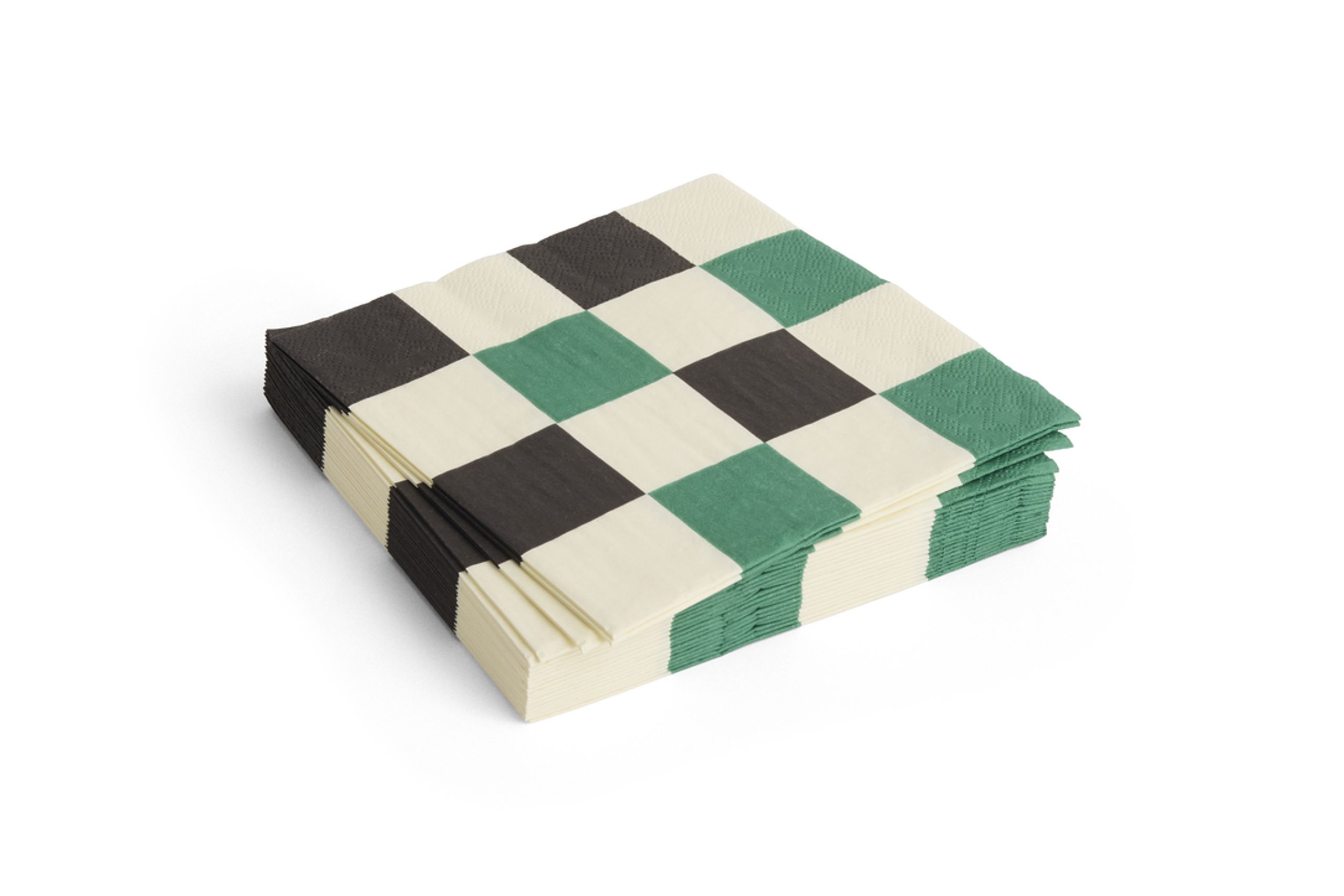 HAY - Plat de cuisson - Pattern Napkins - Off-white, Green and Black - Medium Check / Set of 20 - Lunch