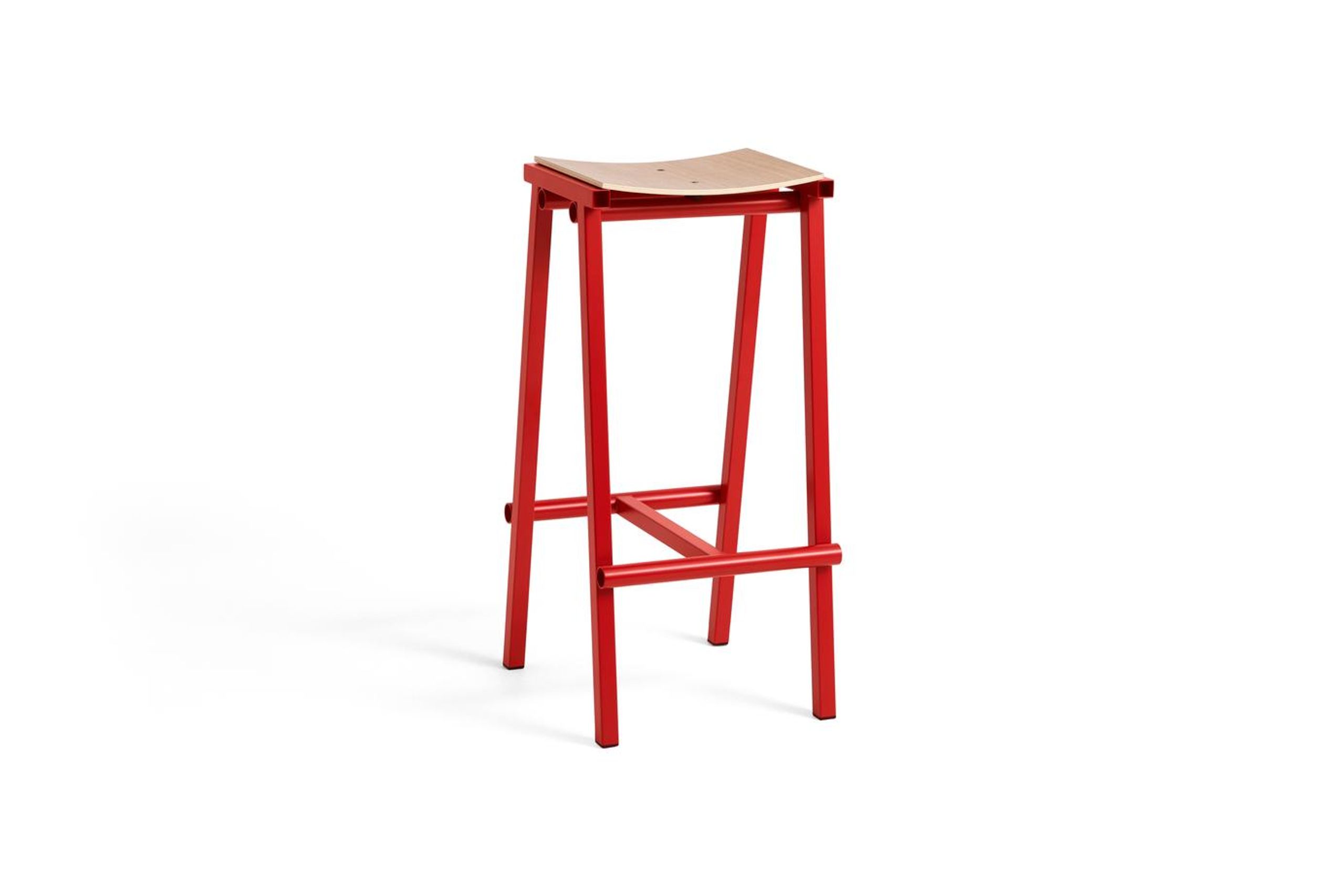 HAY - Barstol - Taburete 8 Bar Stool - Signal Red / Oak Veneer - High