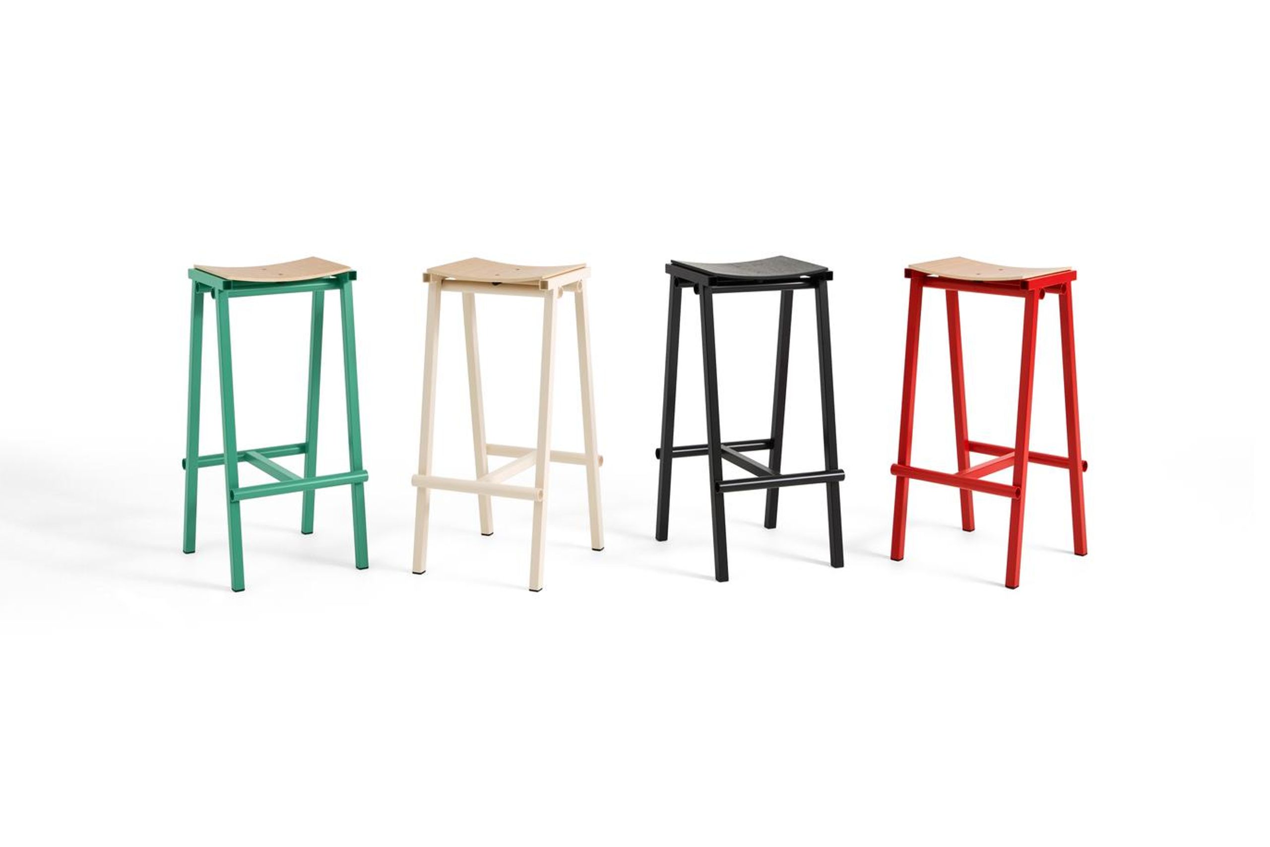 HAY - Barstol - Taburete 8 Bar Stool - Signal Red / Oak Veneer - High