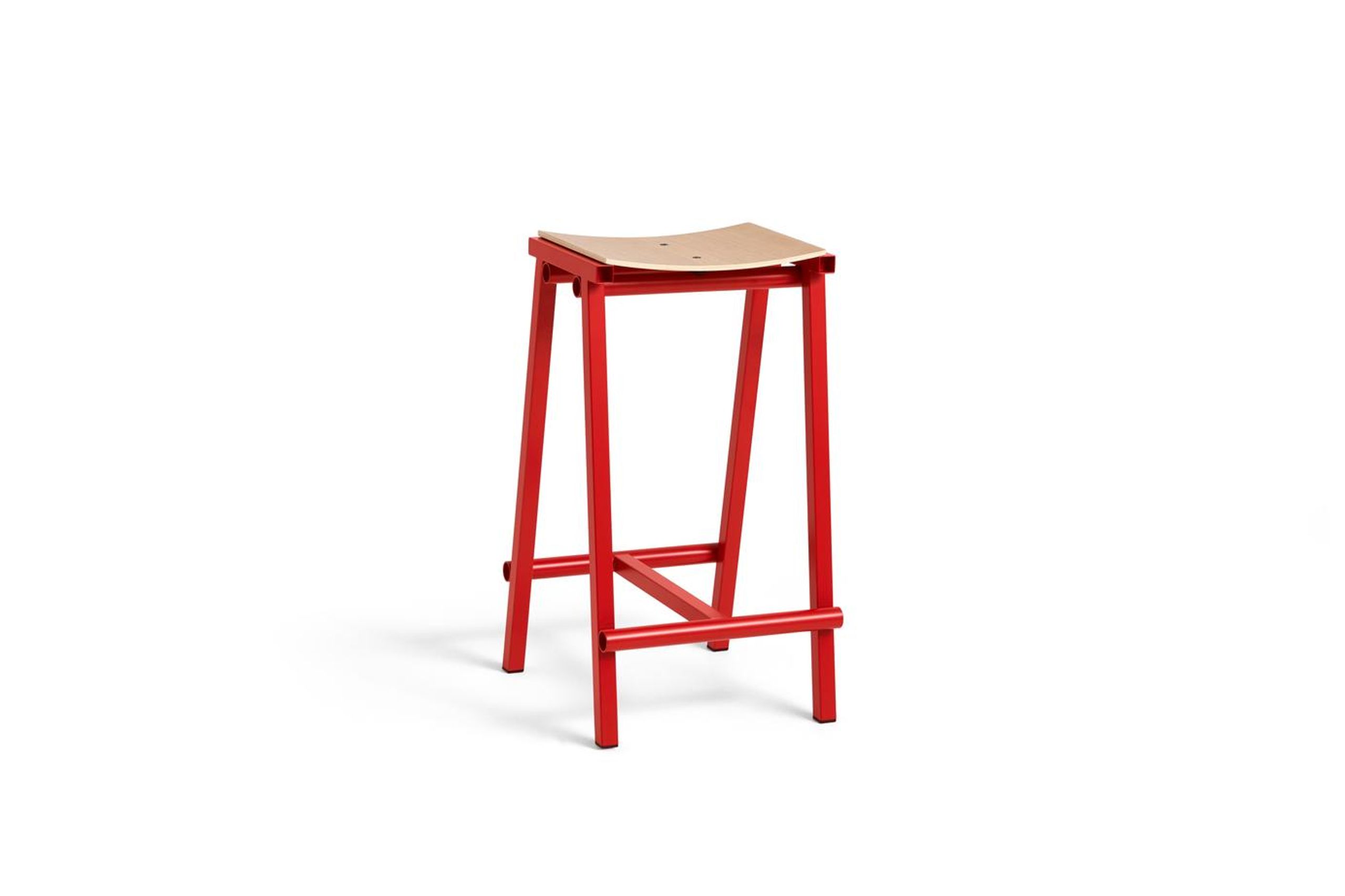 HAY - Tabouret de bar - Taburete 8 Bar Stool - Signal Red / Oak Veneer - Low