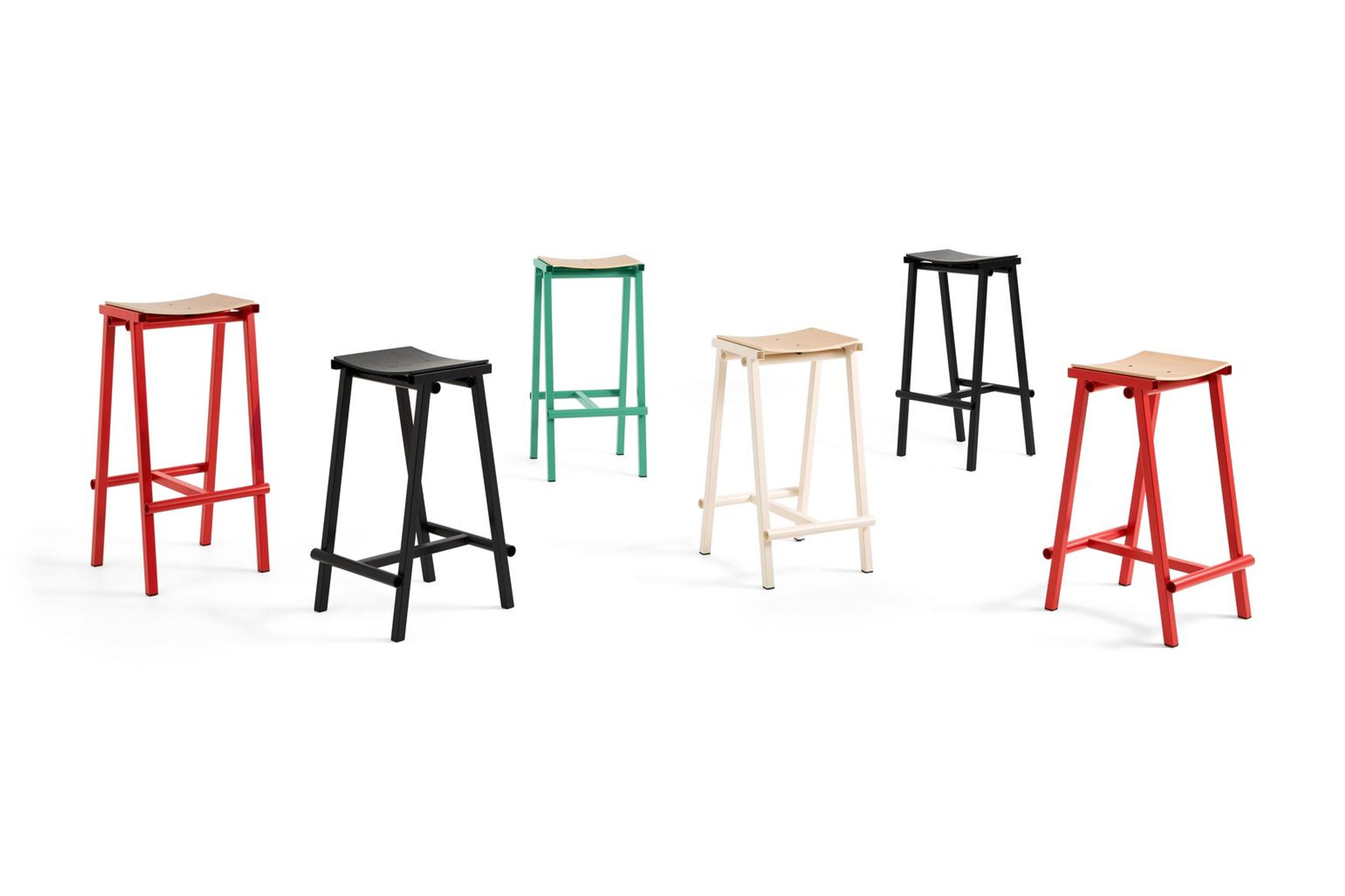 HAY - Tabouret de bar - Taburete 8 Bar Stool - Signal Red / Oak Veneer - Low
