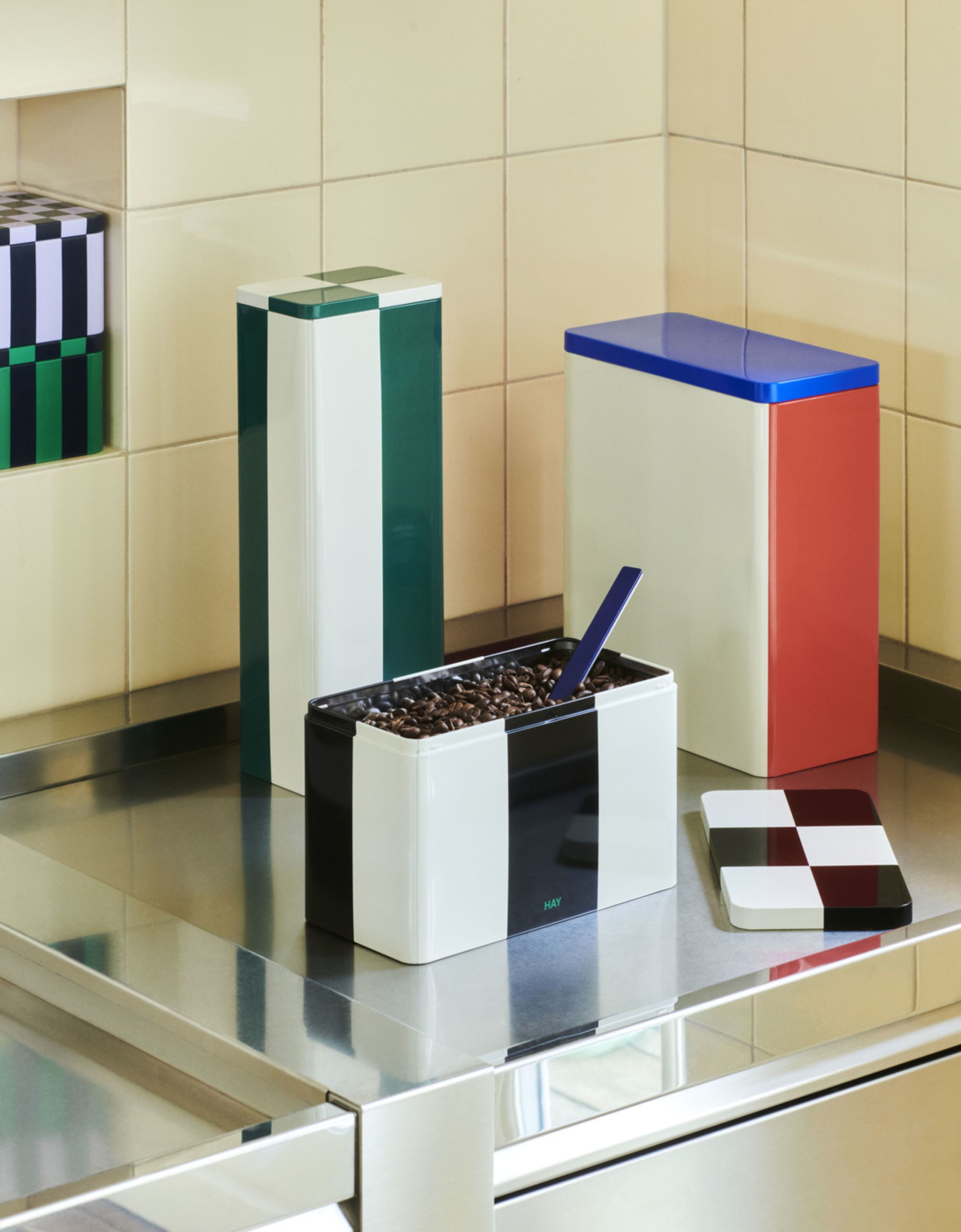 HAY - Container - Tin Container - Slim - Green and off-white