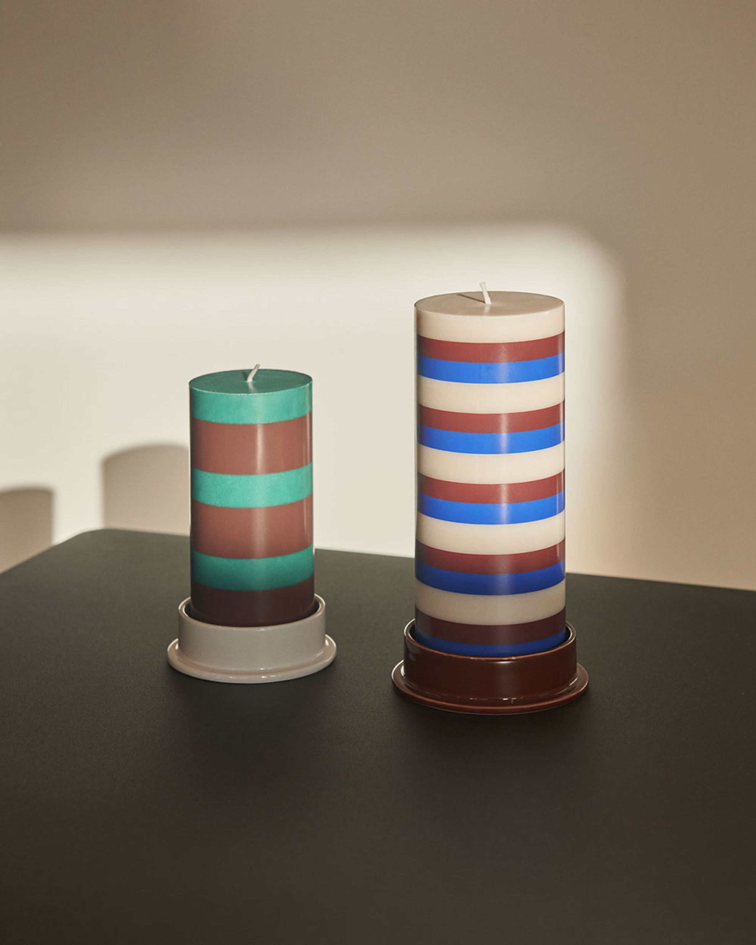 HAY - Stumpenkerze - Column Candle - Light Blue | Dusty Blue - Check