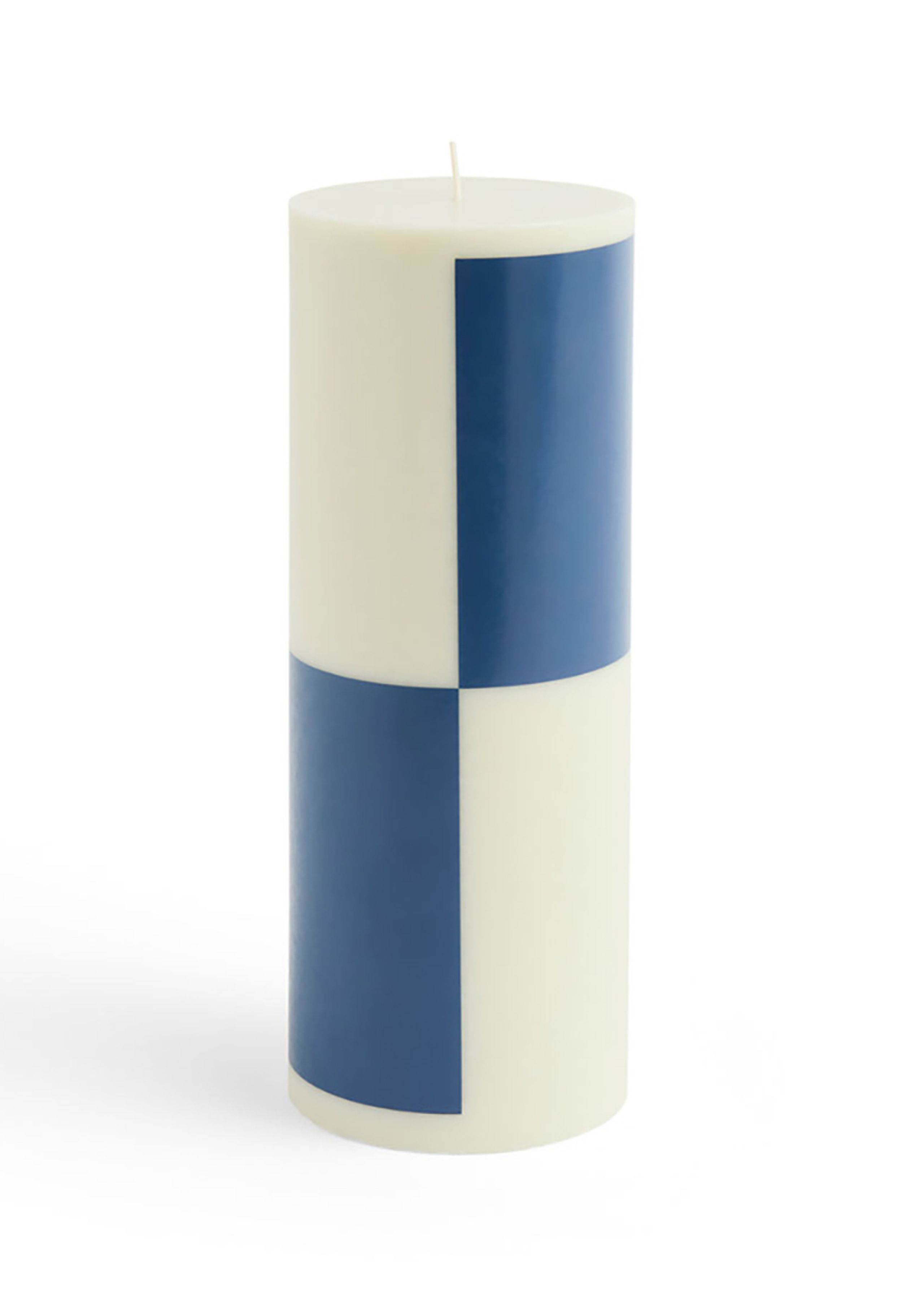 HAY - Bloklys - Column Candle - Milky Green | Dark Blue