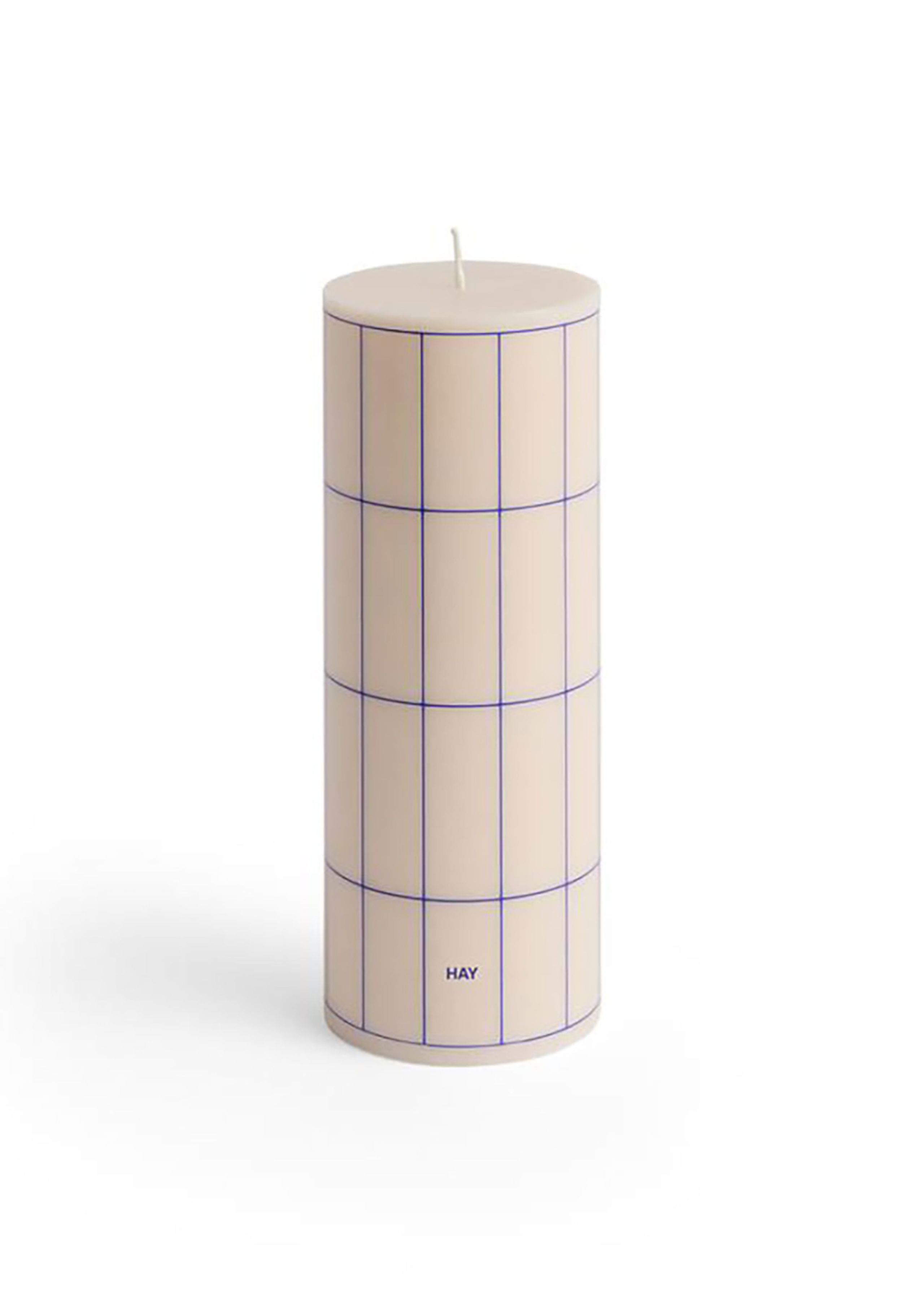 HAY - Bloklys - Column Candle - Off-White | Blue | Grid Check