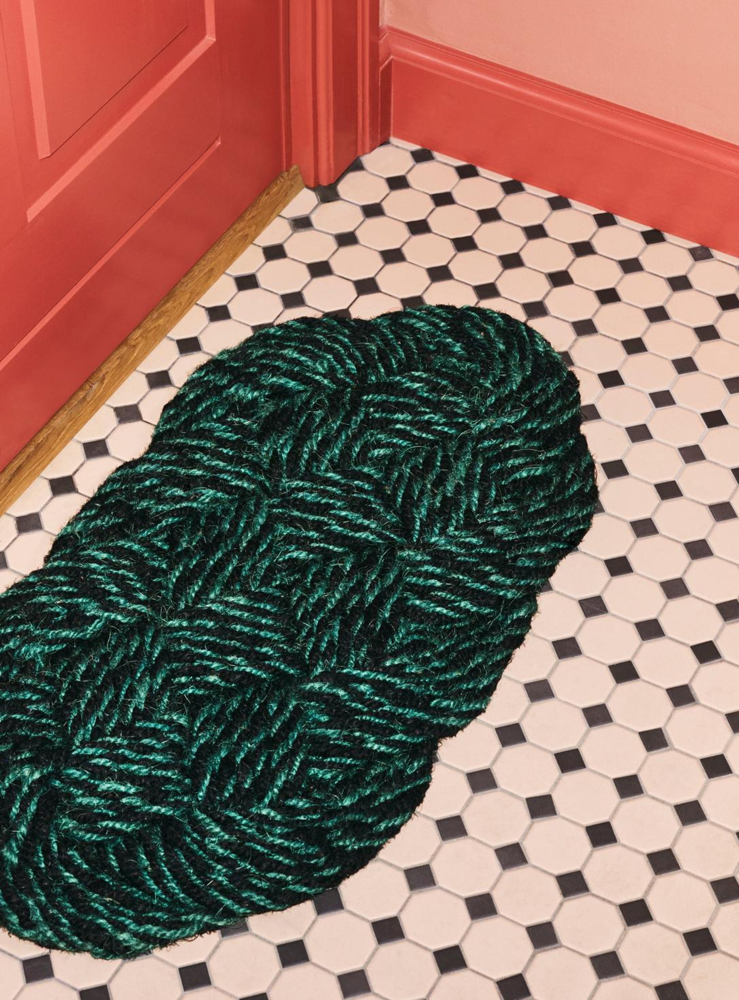 HAY - Fußmatte - Coco Door Mat Swirl - Green / Black