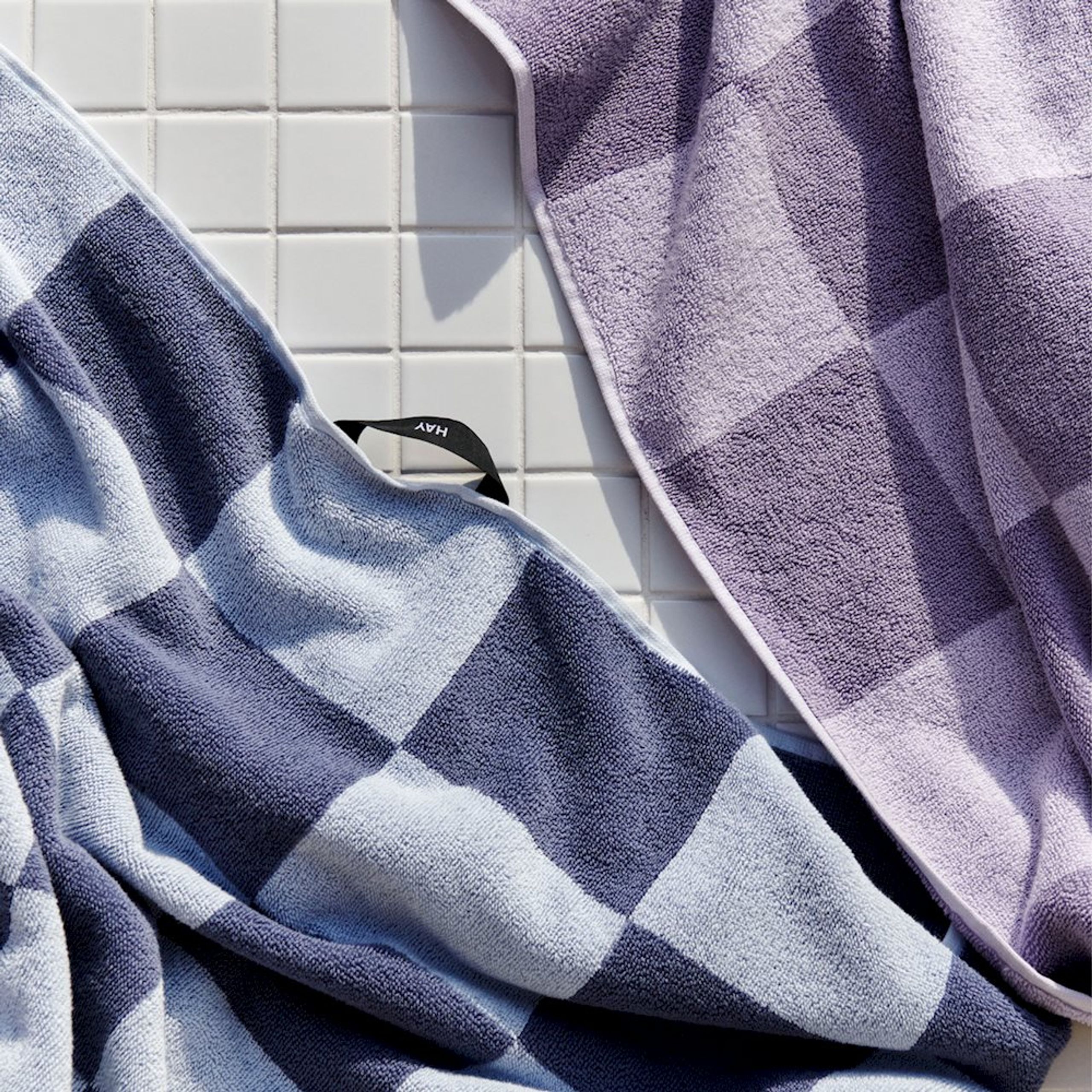 HAY - Towel - Check Bath Towel - Steel Blue