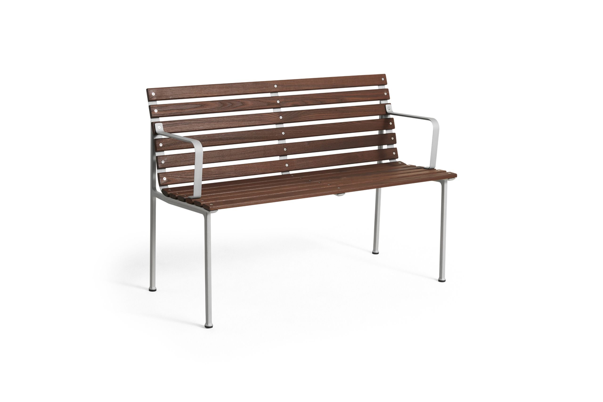 HAY - Gartenbank - Traverse Dining Bench W. Arm - Heat Treated Oiled Ash / Aluminium