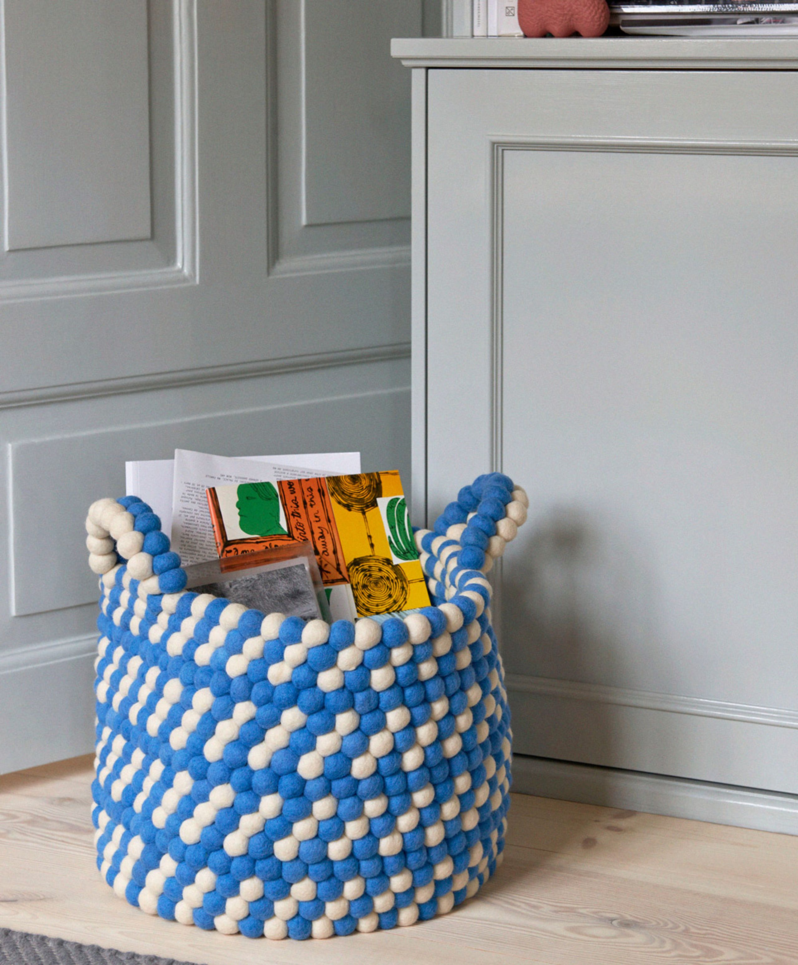 HAY - Basket - Bead Basket - Blue Dash w/ Handles