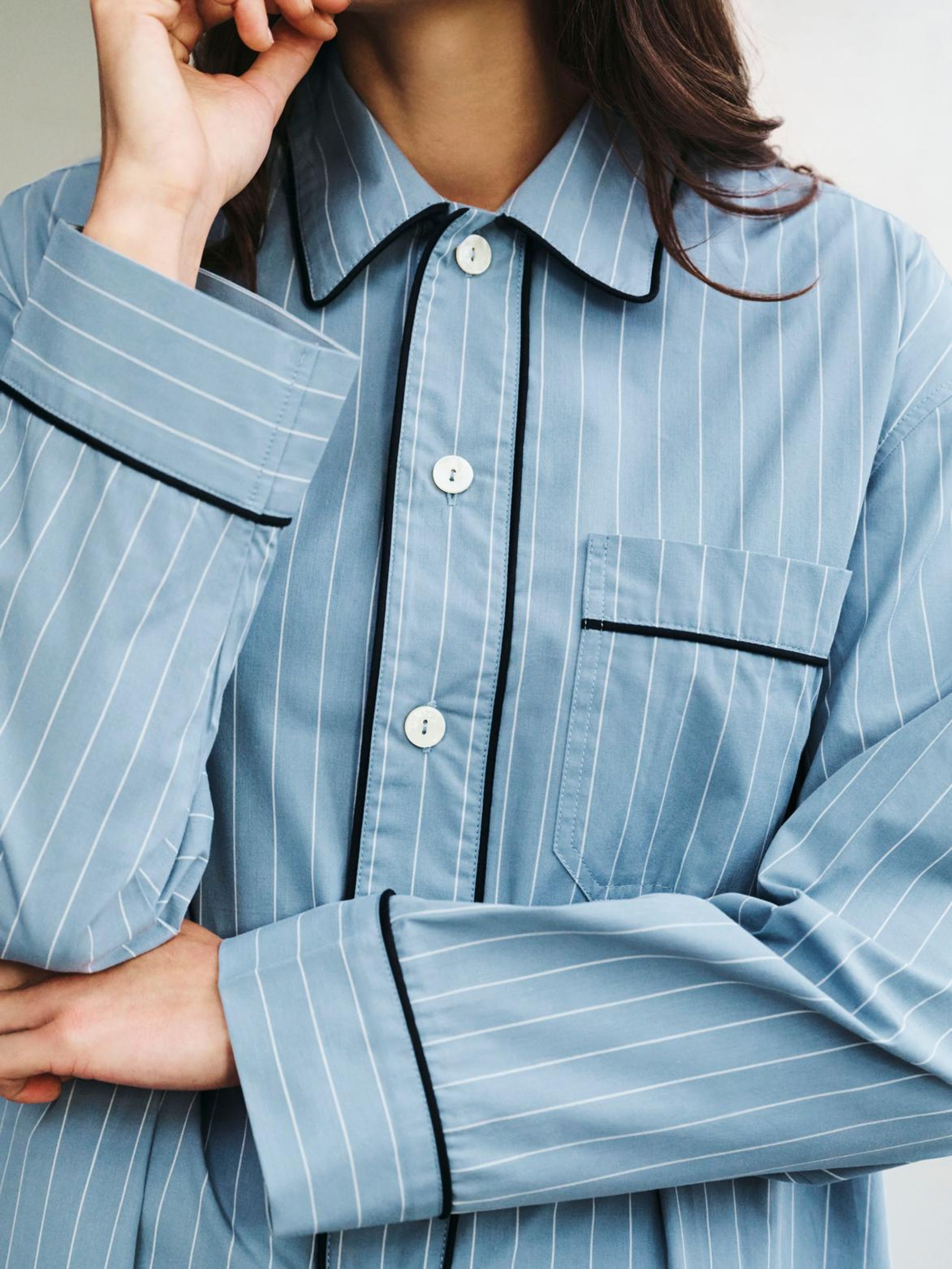 HAY - Pajamas - Fineline Long Nightshirt - Blue