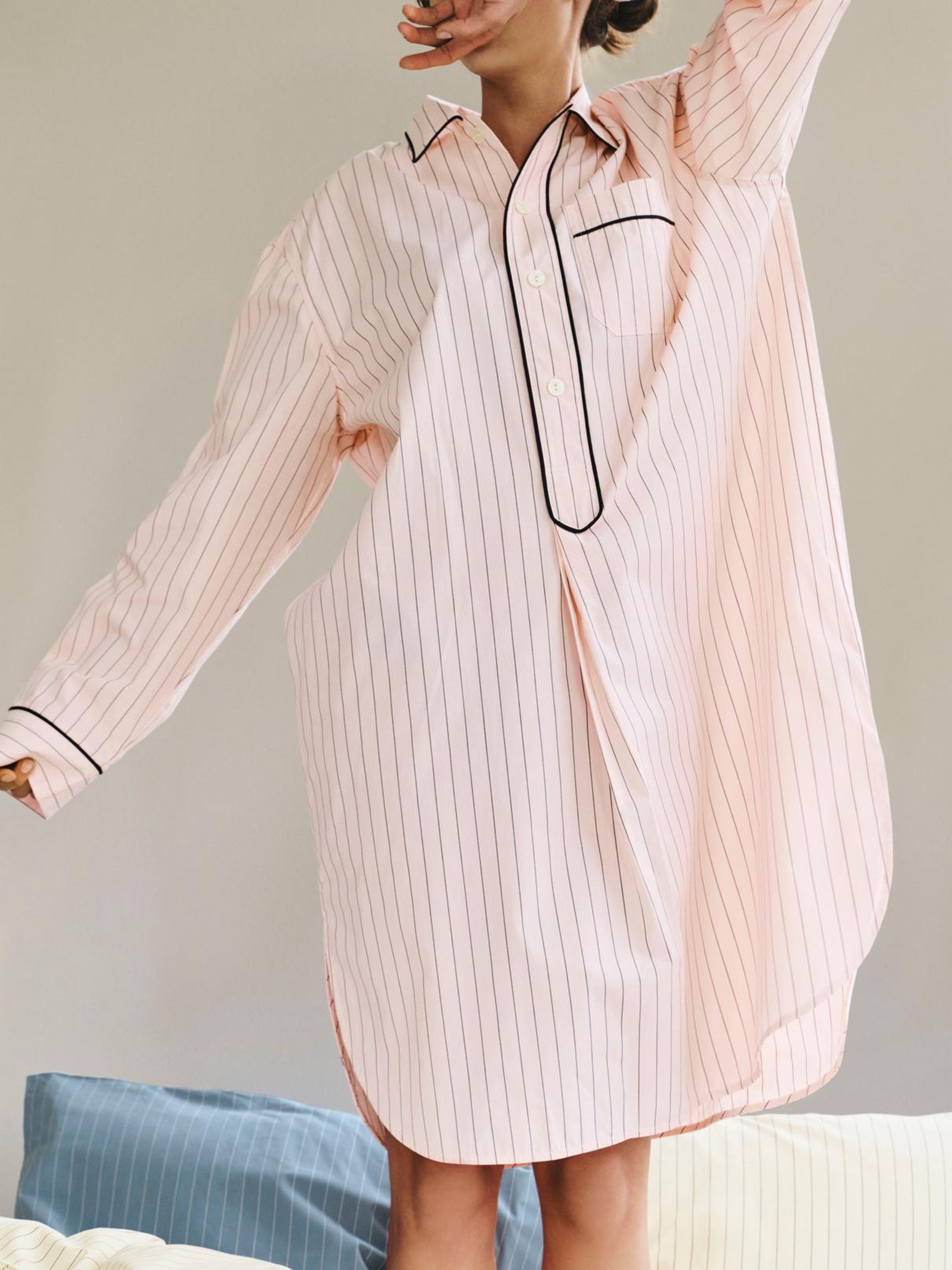 HAY - Pajamas - Fineline Long Nightshirt - Soft Pink