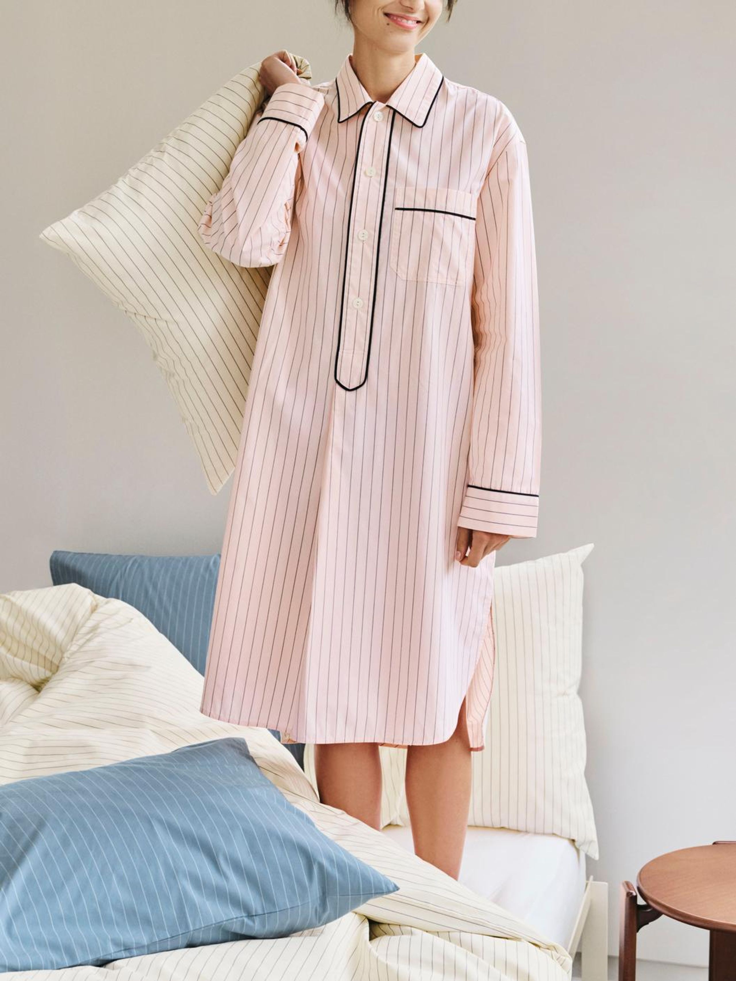 HAY - Pajamas - Fineline Long Nightshirt - Soft Pink