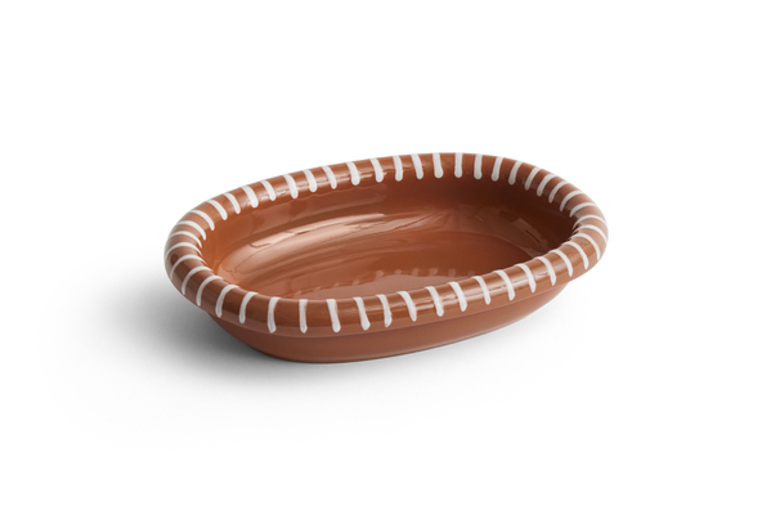 HAY - Servierplatte - Barro Oval Dish - Natural with stripes - Small