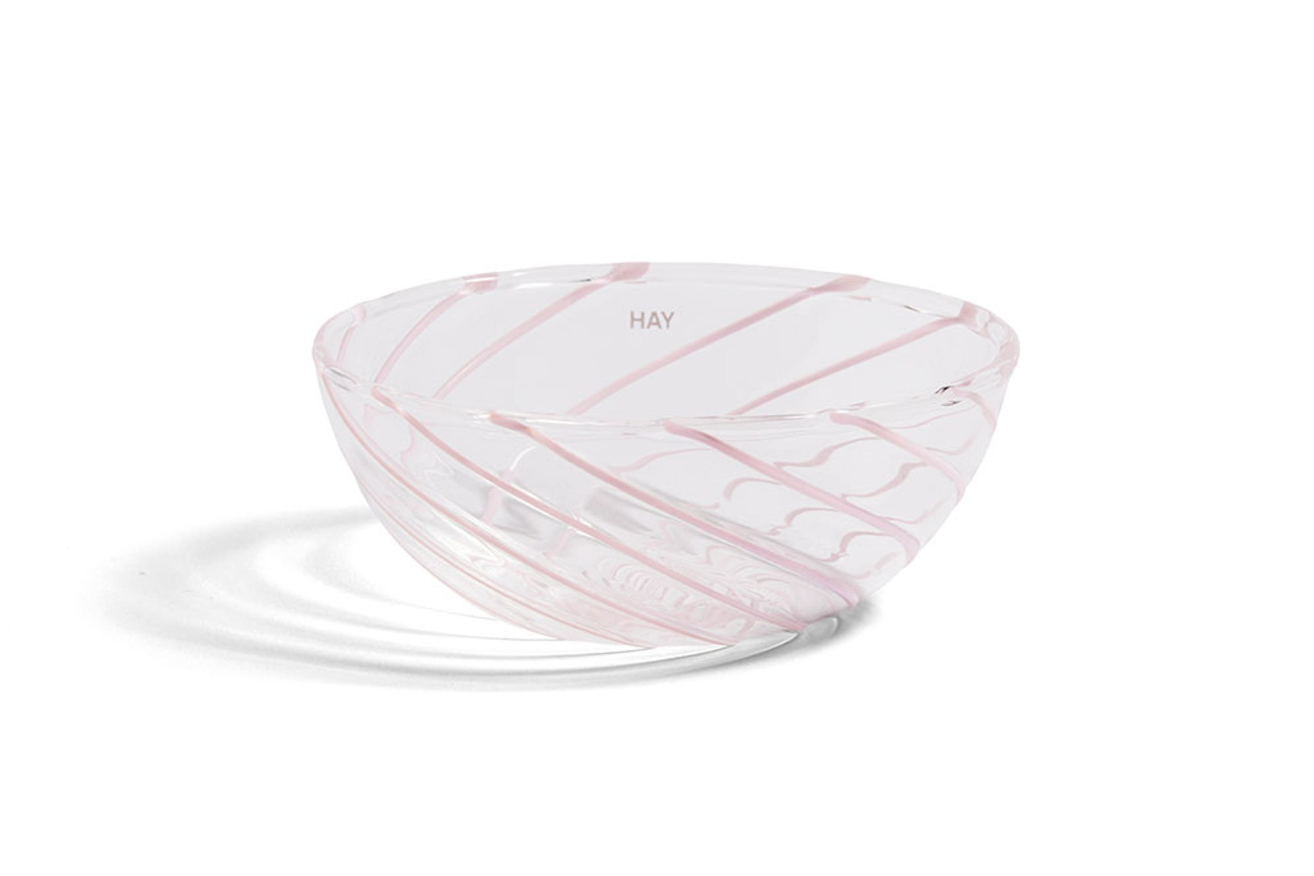 HAY - Salud - Spin Bowl - Clear w. Pink Stripes