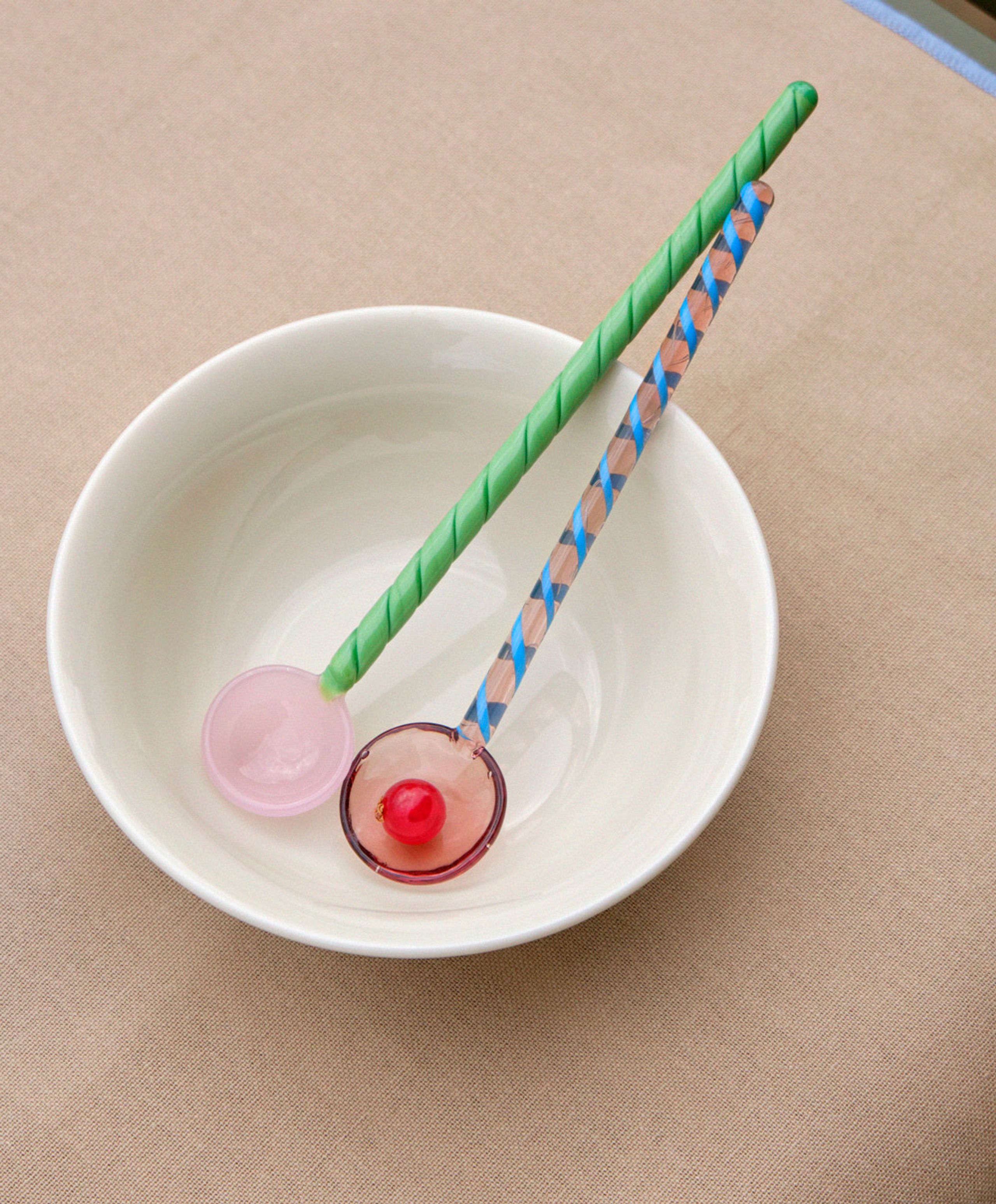 HAY - Spoons - Glass Spoons - Twist - Turquoise & Light Pink
