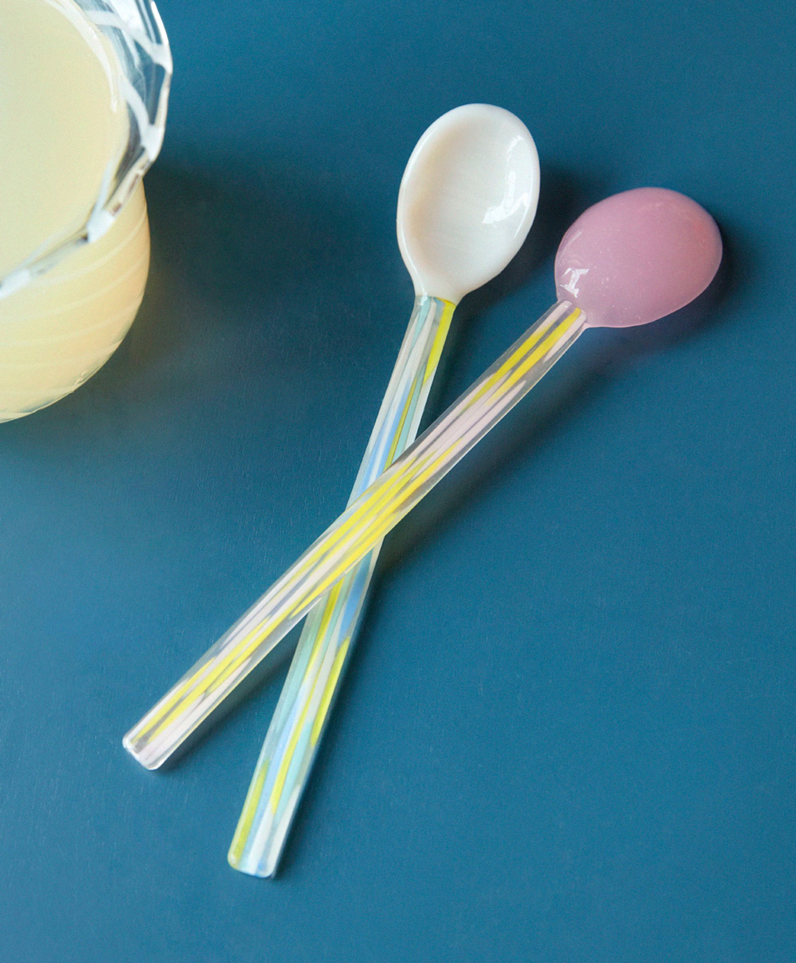 HAY - Spoons - Glass Spoons - Twist - Turquoise & Light Pink