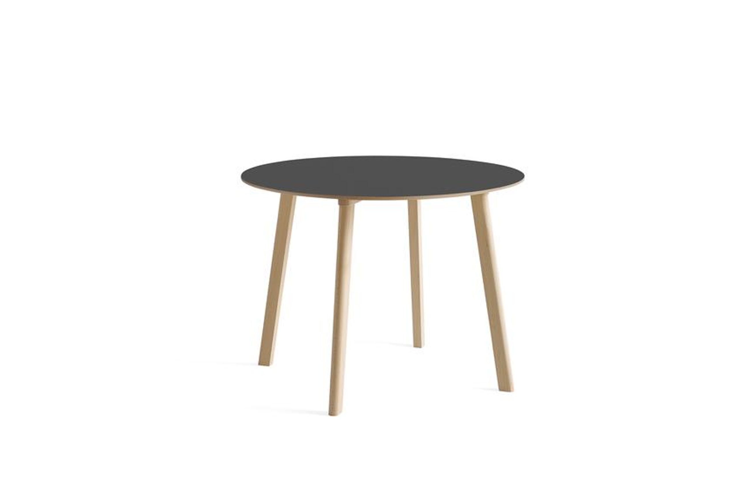 HAY - Dining Table - CPH Deux 220 2.0 Table - Stone Grey Laminate / Untreated Beech - Ø98