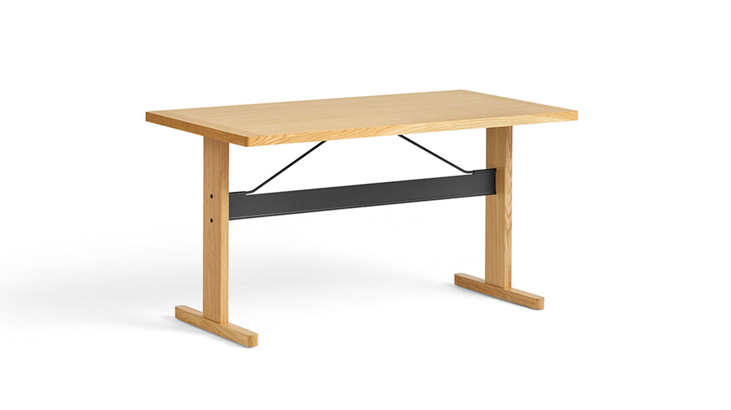 HAY - Spisebord - Passerelle Desk - Clear Water-Based Lacquered Oak w. Ink Black Crossbar