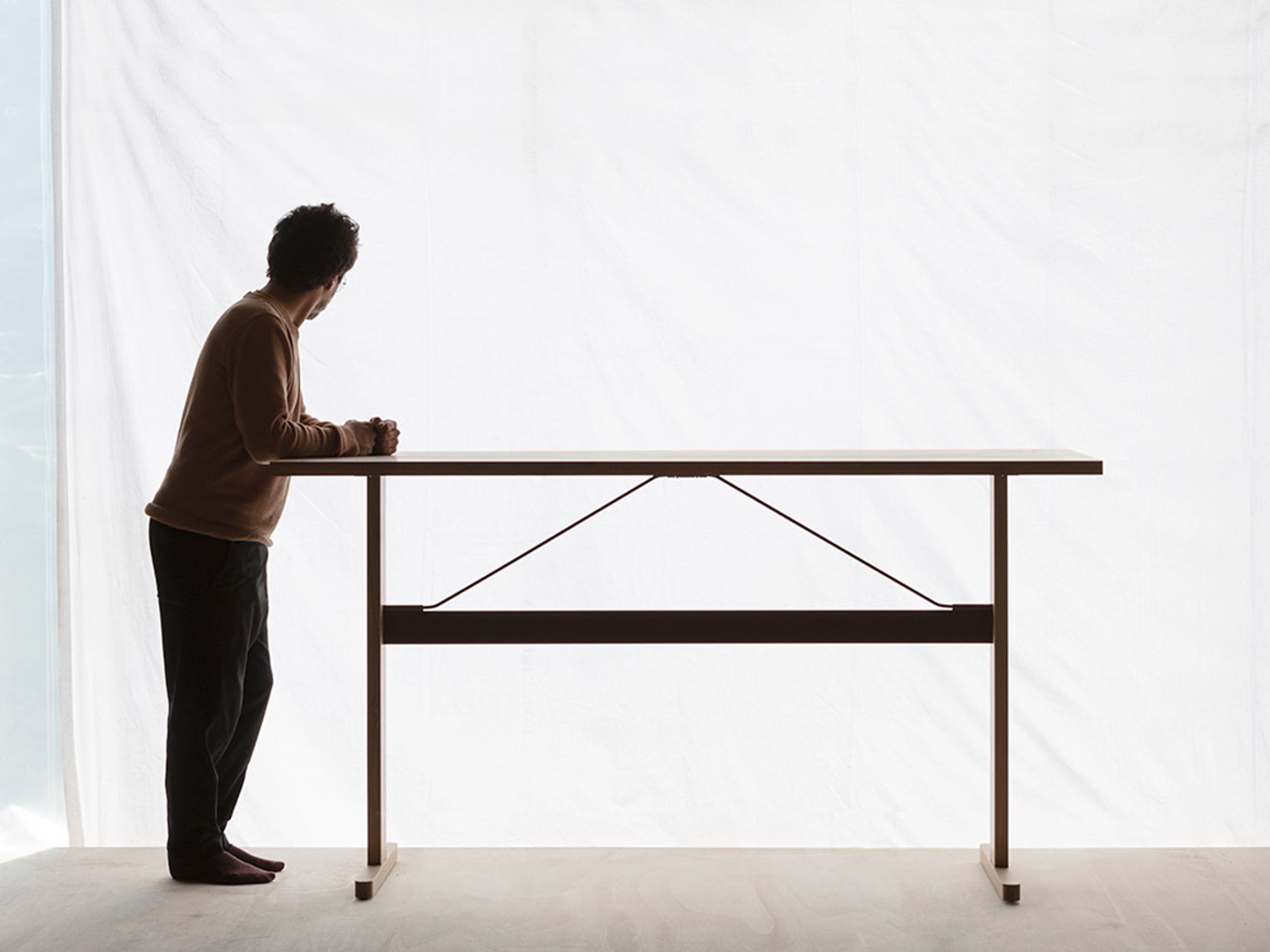 HAY - Dining Table - Passerelle High Table - Ink Black Water-Based Lacquered Oak w. Ink Black Crossbar