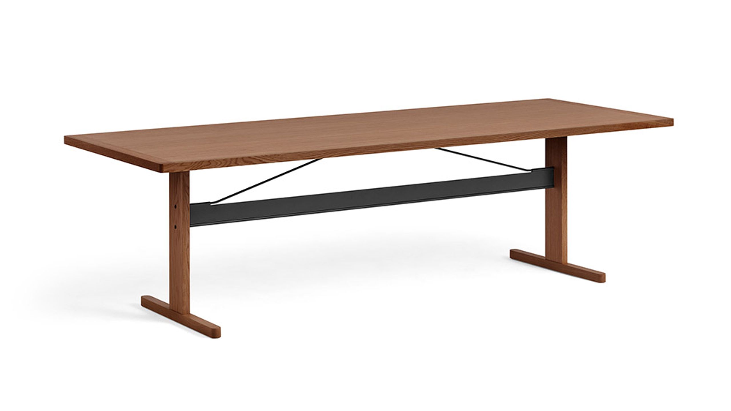 HAY - Esstisch - Passerelle Table - Clear Water-Based Lacquered Walnut w. Ink Black Crossbar