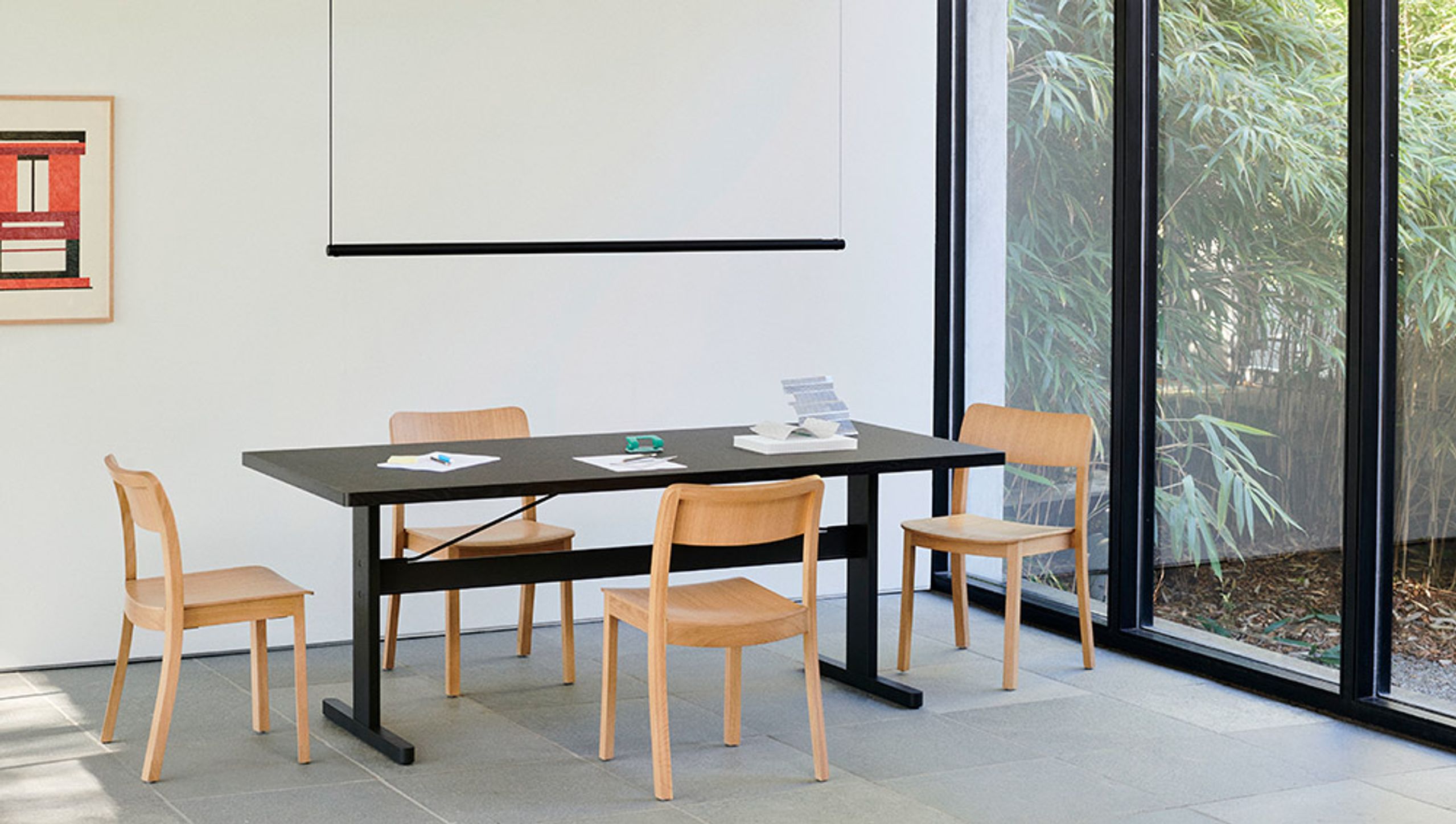 HAY - Spisebord - Passerelle Table - Ink Black Water-Based Lacquered Oak w. Ink Black Crossbar