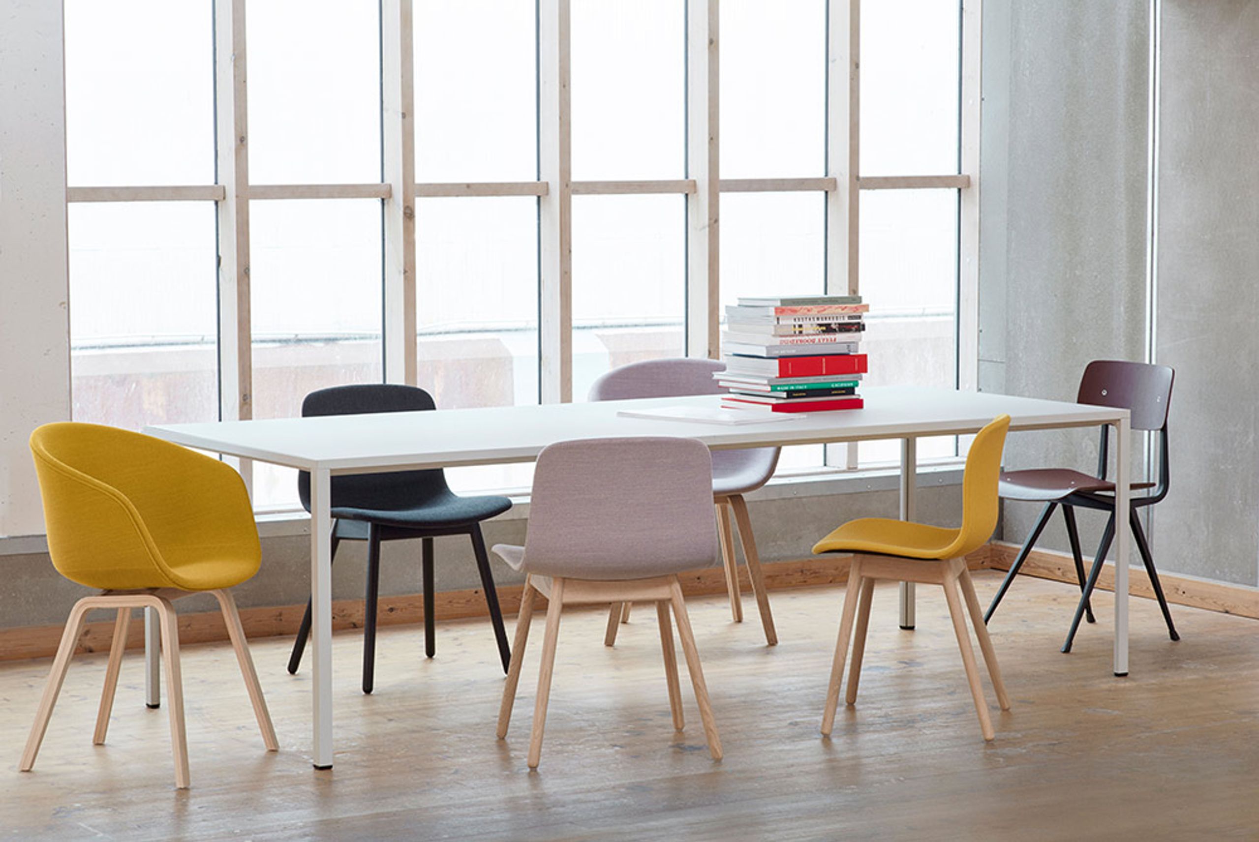 HAY - Dining Table - T12 - Tabletop: White Laminate / Frame: White Powder Coated Aluminium - L250