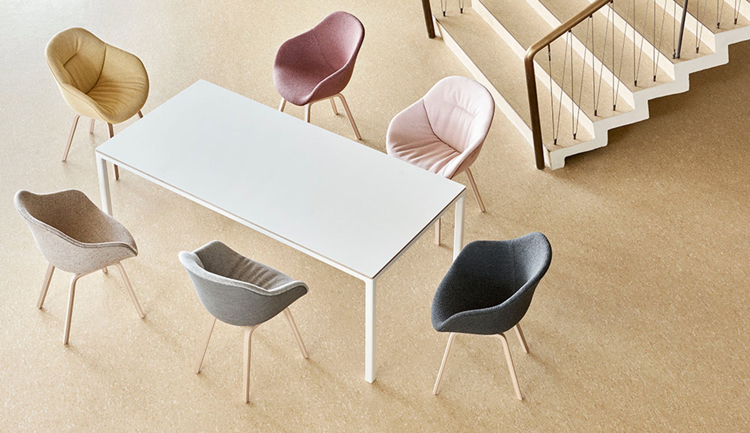 HAY - Dining Table - T12 - Tabletop: White Laminate / Frame: White Powder Coated Aluminium - L250