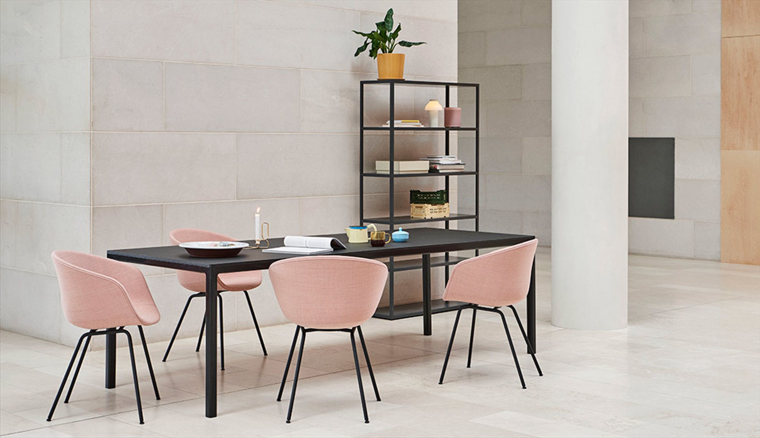 HAY - Dining Table - T12 - Tabletop: White Laminate / Frame: White Powder Coated Aluminium - L250