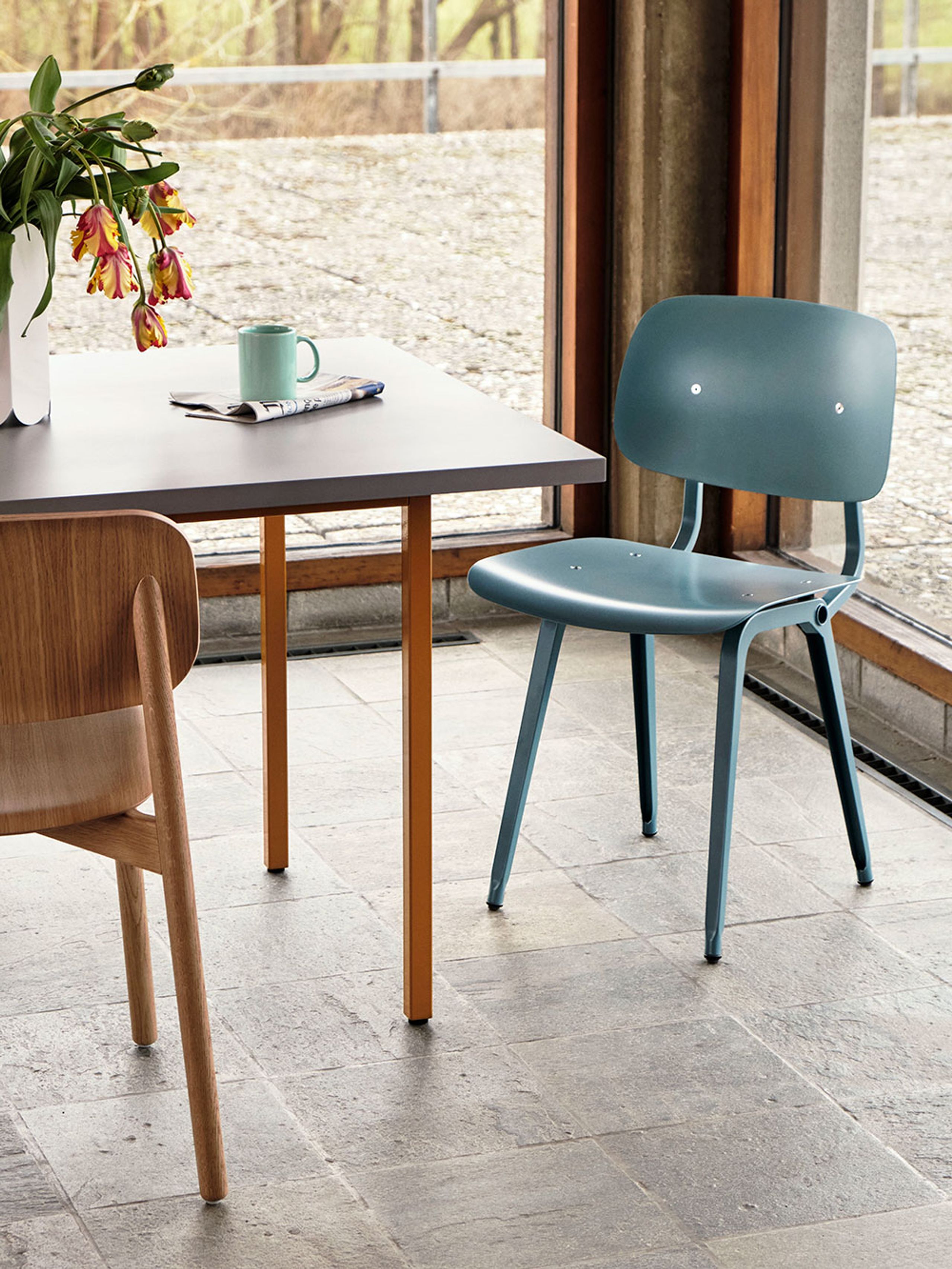 HAY - Dining Table - Two-Colour Table - Rectangular - Maroon Red/Blue