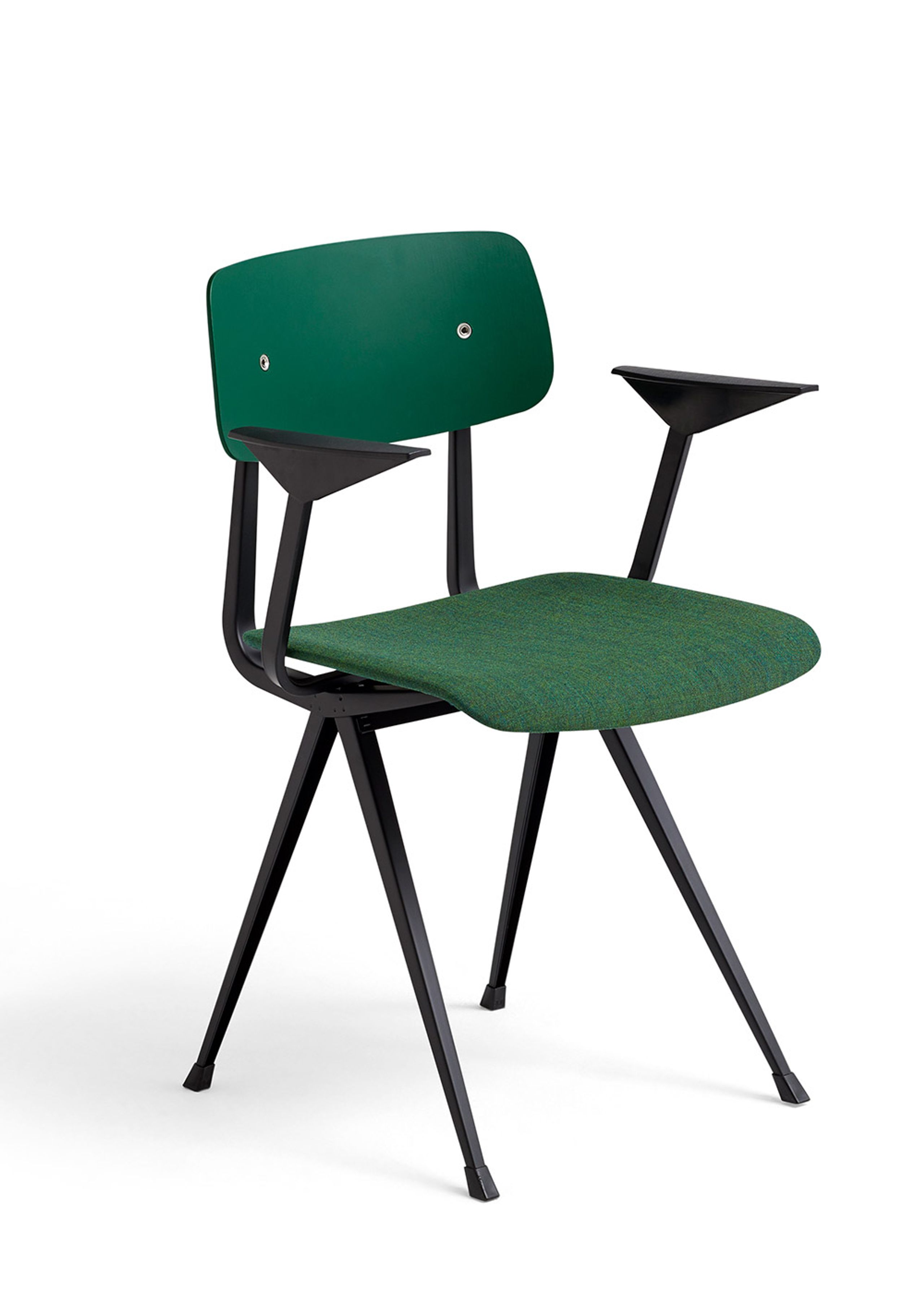 HAY - Dining chair - Result Armchair / Seat Upholstery - Forest Green Water-Based Lacquered Oak & Remix 982 / Black