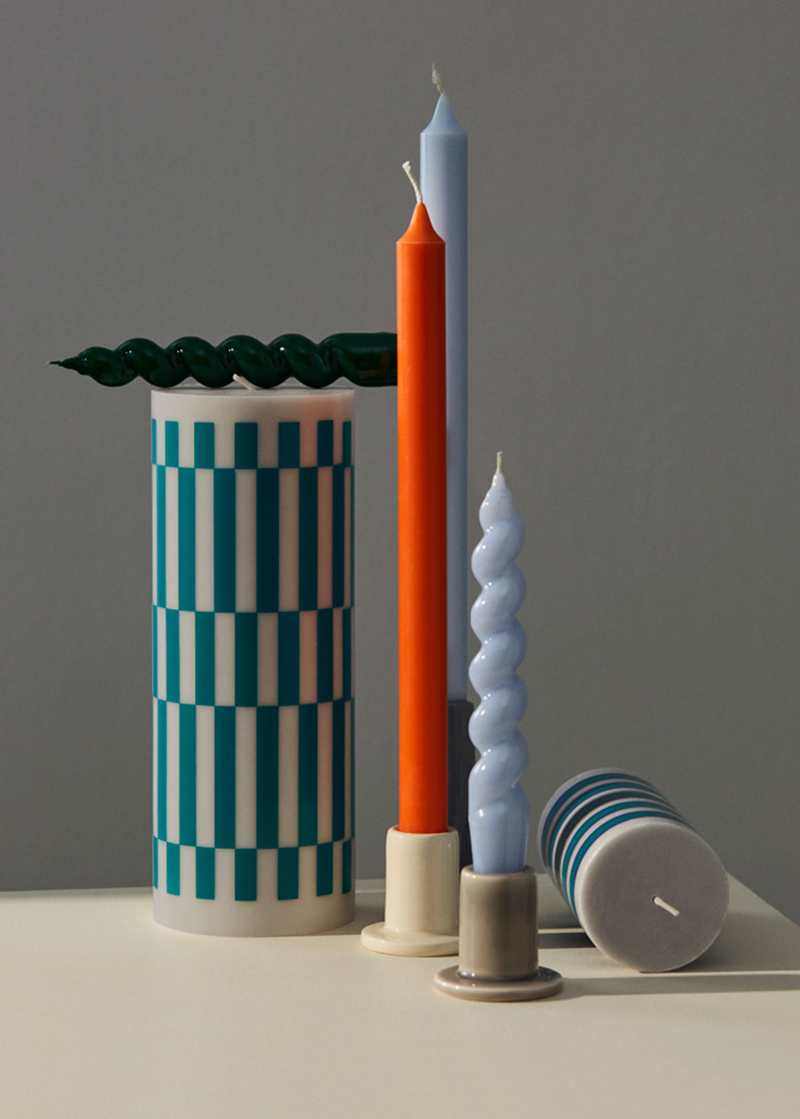 HAY - Candles - Spiral Candles / Bundle - Set of 6 - Light Blue / Mint / Green