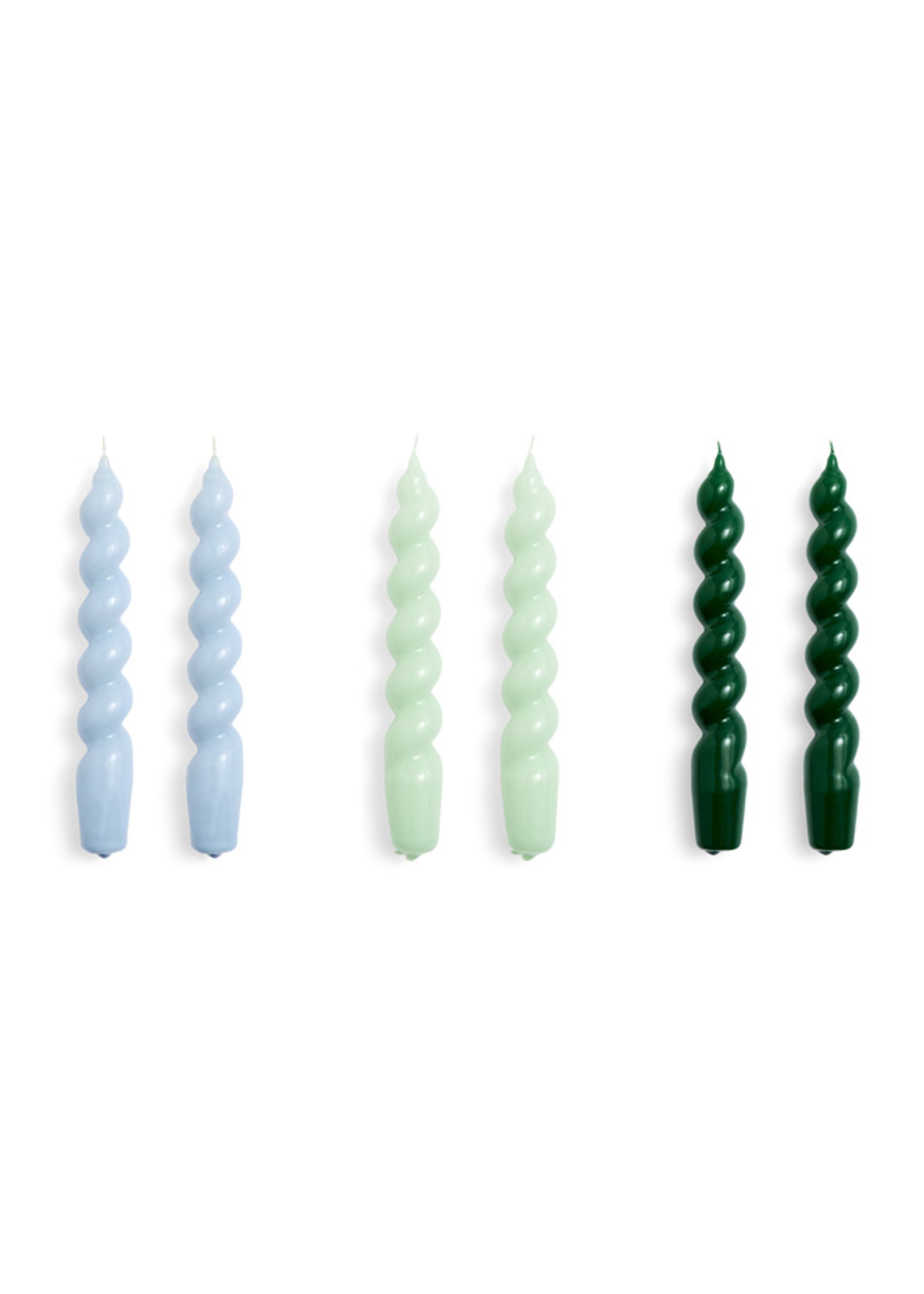 HAY - Candles - Spiral Candles / Bundle - Set of 6 - Light Blue / Mint / Green