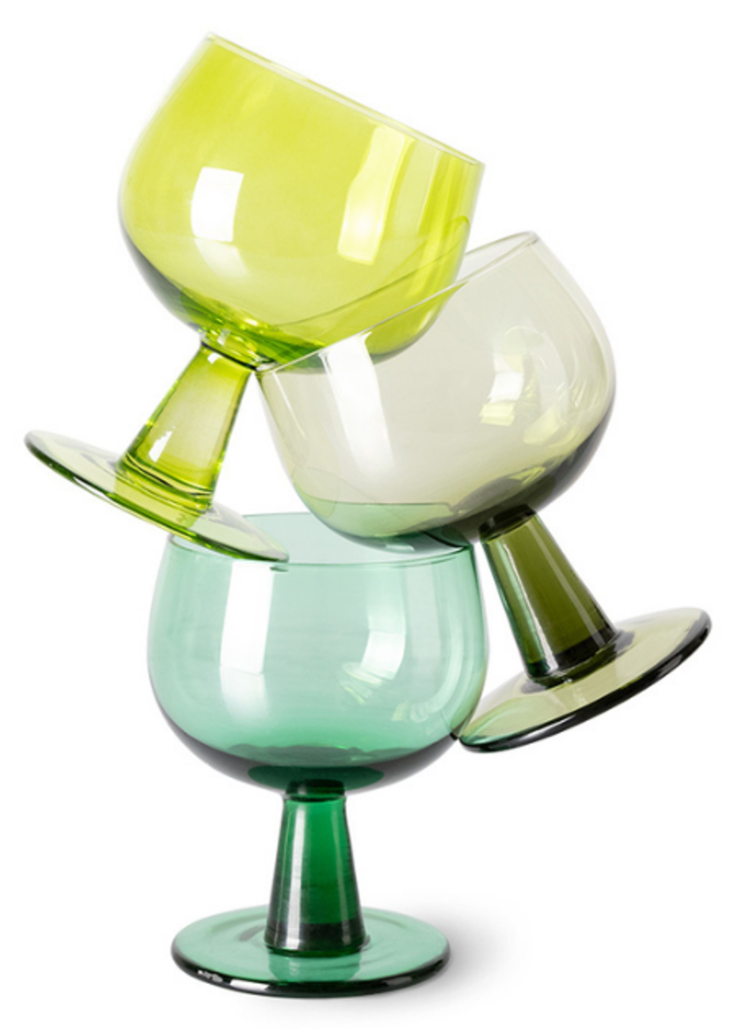 HK Living - Glass - The Emeralds Wine Glass - Olive Green - Low