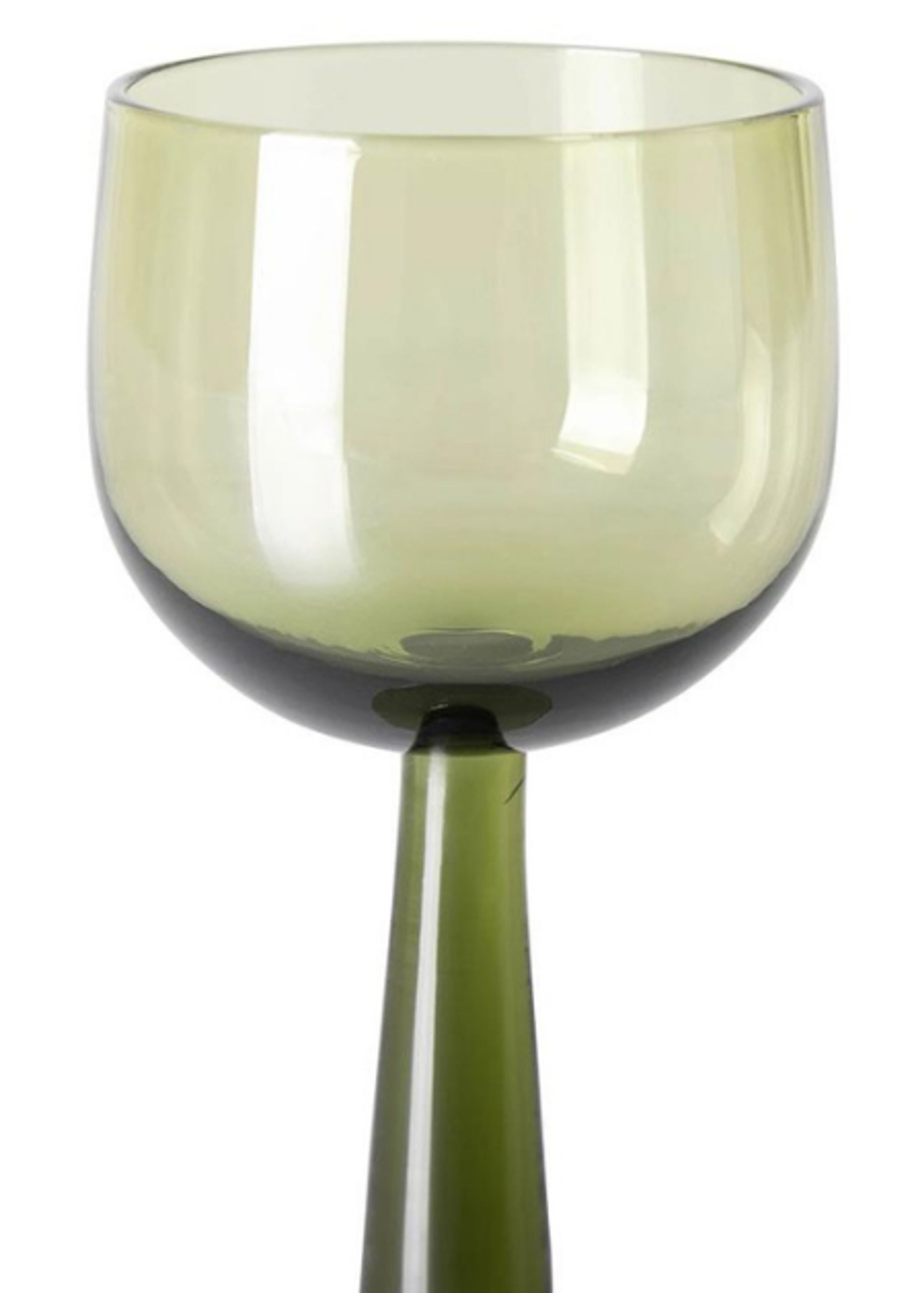 HK Living - Glass - The Emeralds Wine Glass - Olive Green - Tall