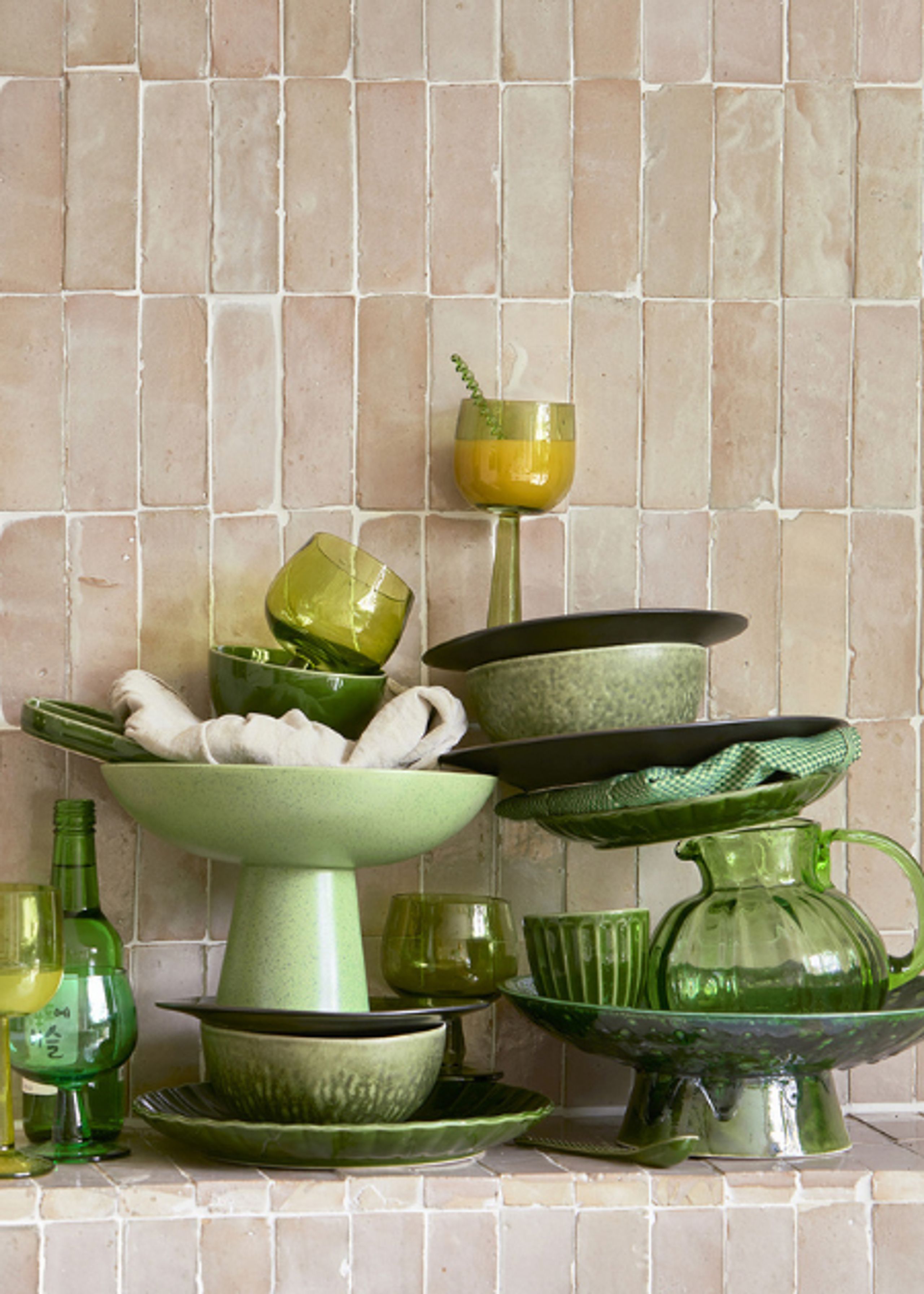 HK Living - Plate - The Emeralds Ceramic Side Plate - Green - Ribbed