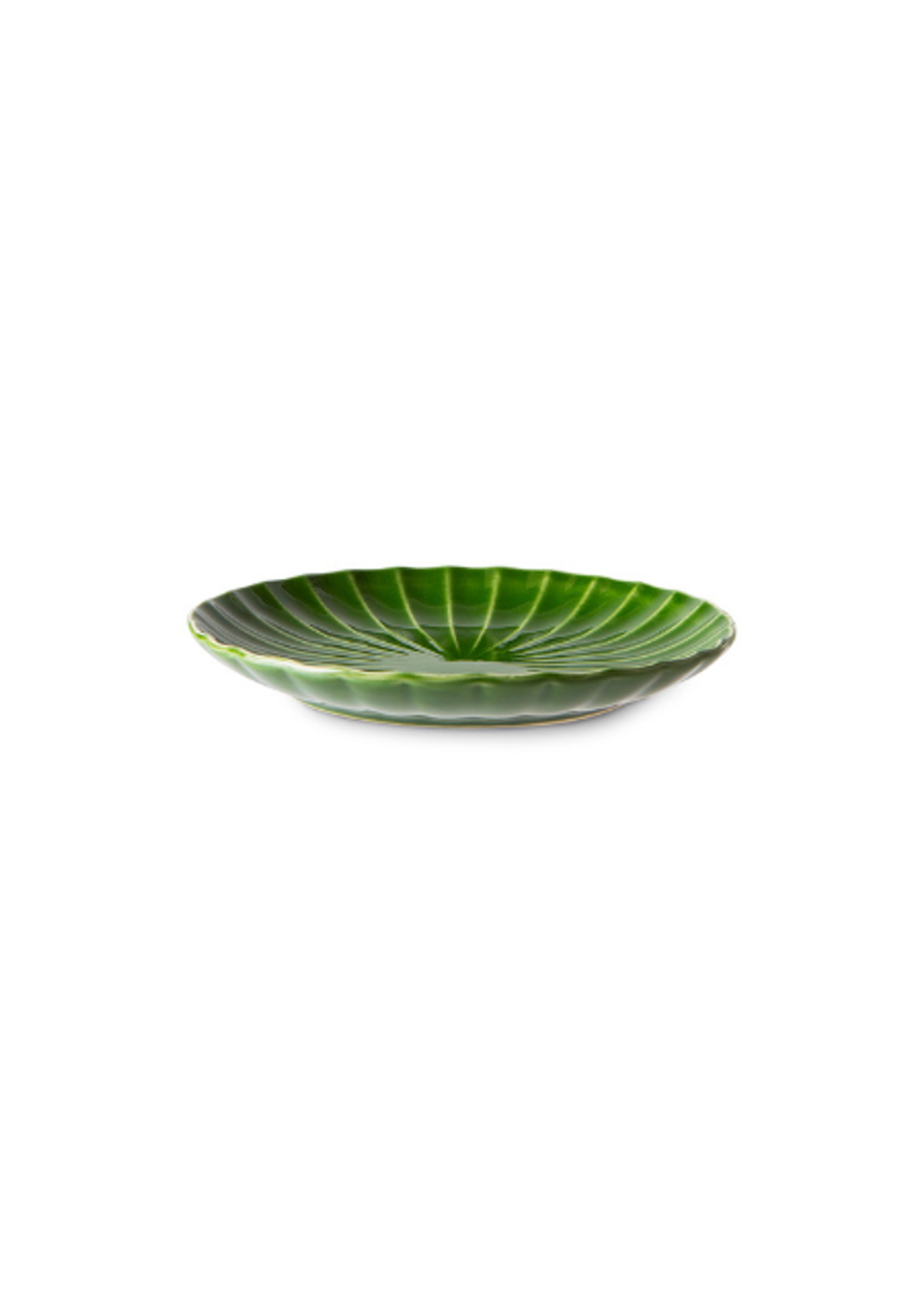 HK Living - Plate - The Emeralds Ceramic Side Plate - Green - Ribbed