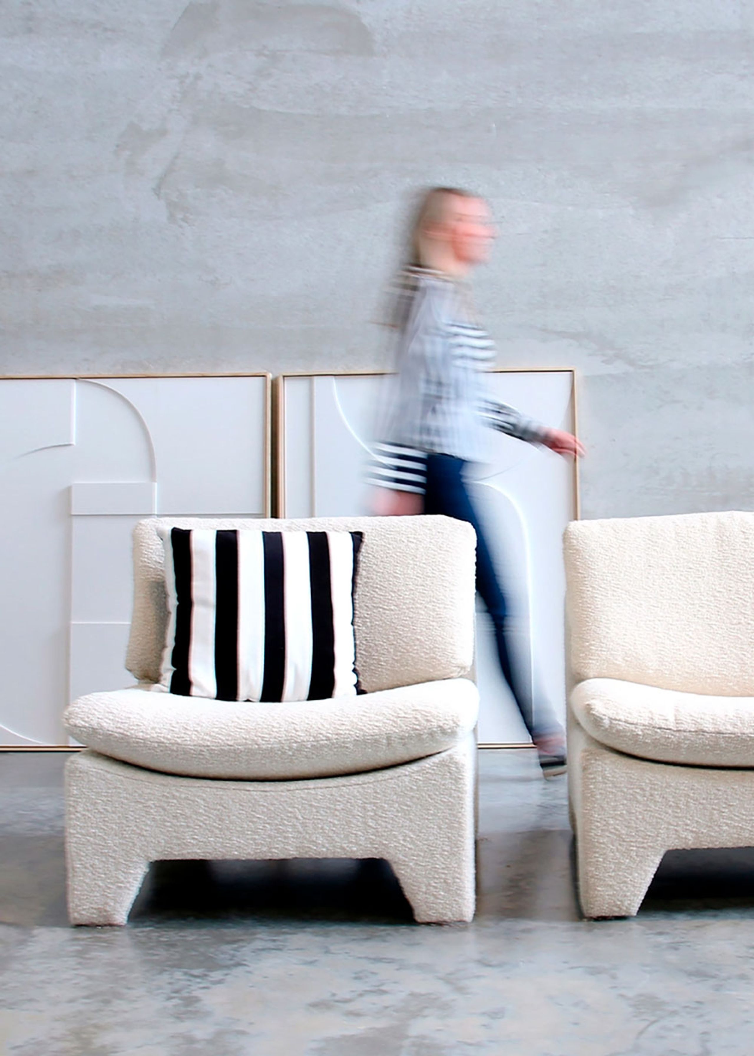 HKLiving - Loungestol - Retro Lounge Fauteuil Boucle - Cream