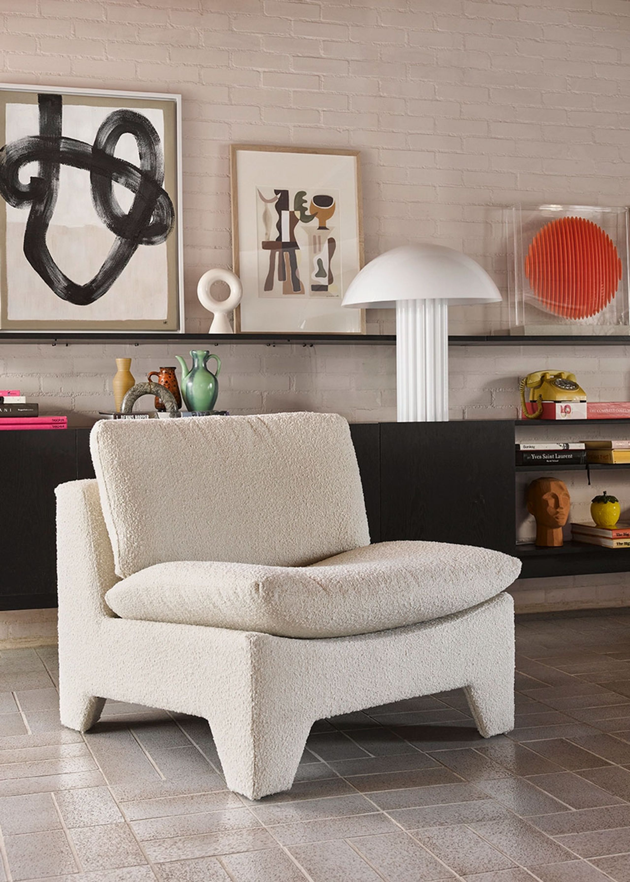 HKLiving - Loungestol - Retro Lounge Fauteuil Boucle - Cream