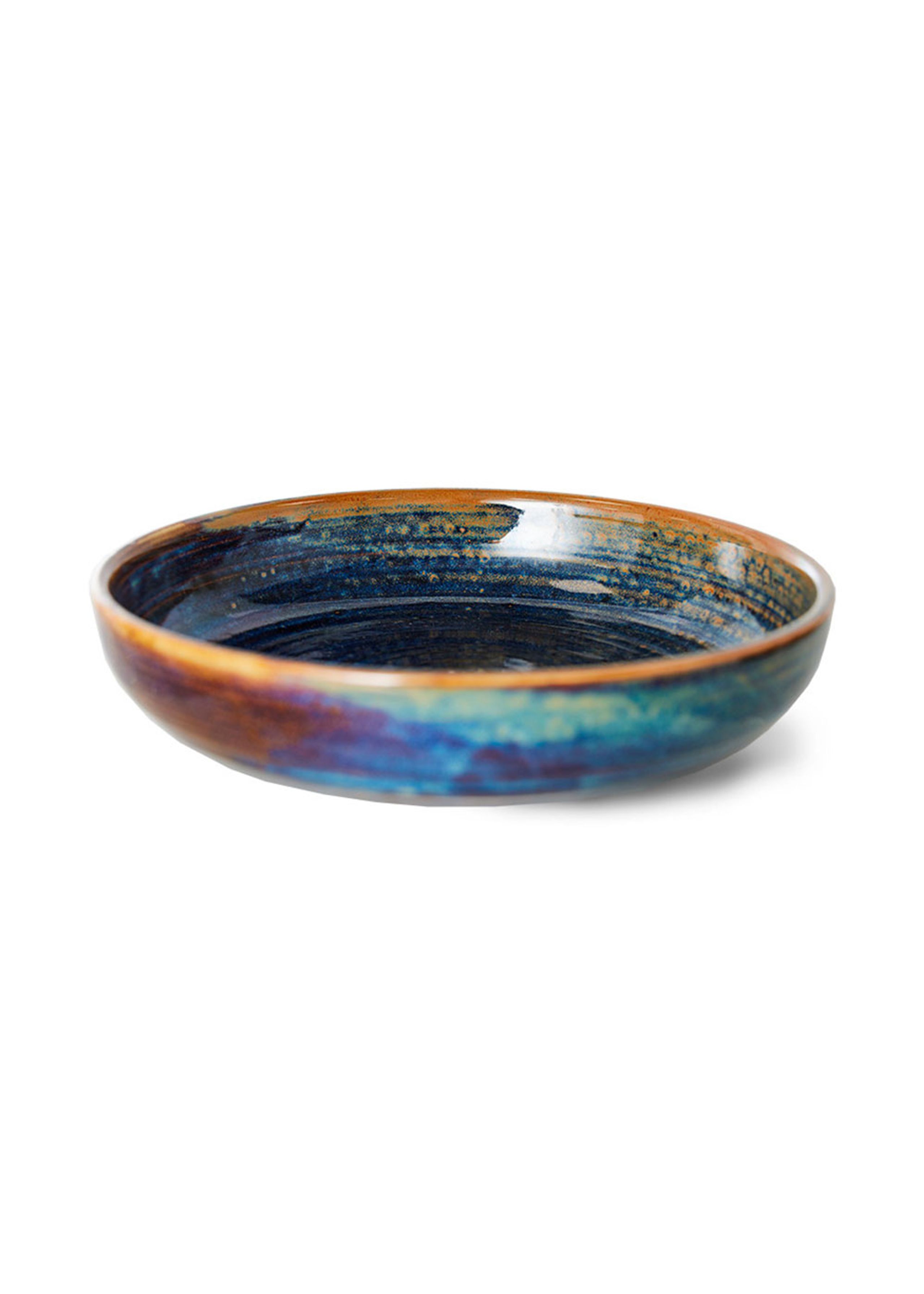 HKLiving - Teller - Chef Ceramics - Deep Plate, Medium - Rustic Blue