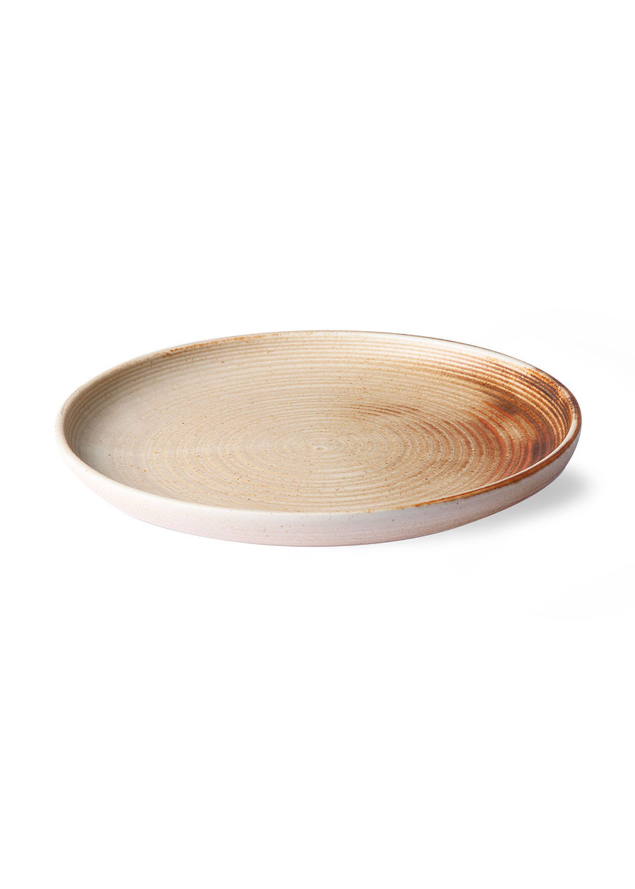 HKLiving - Bord - Chef Ceramics - Dinner Plate - Rustic Cream/Brown