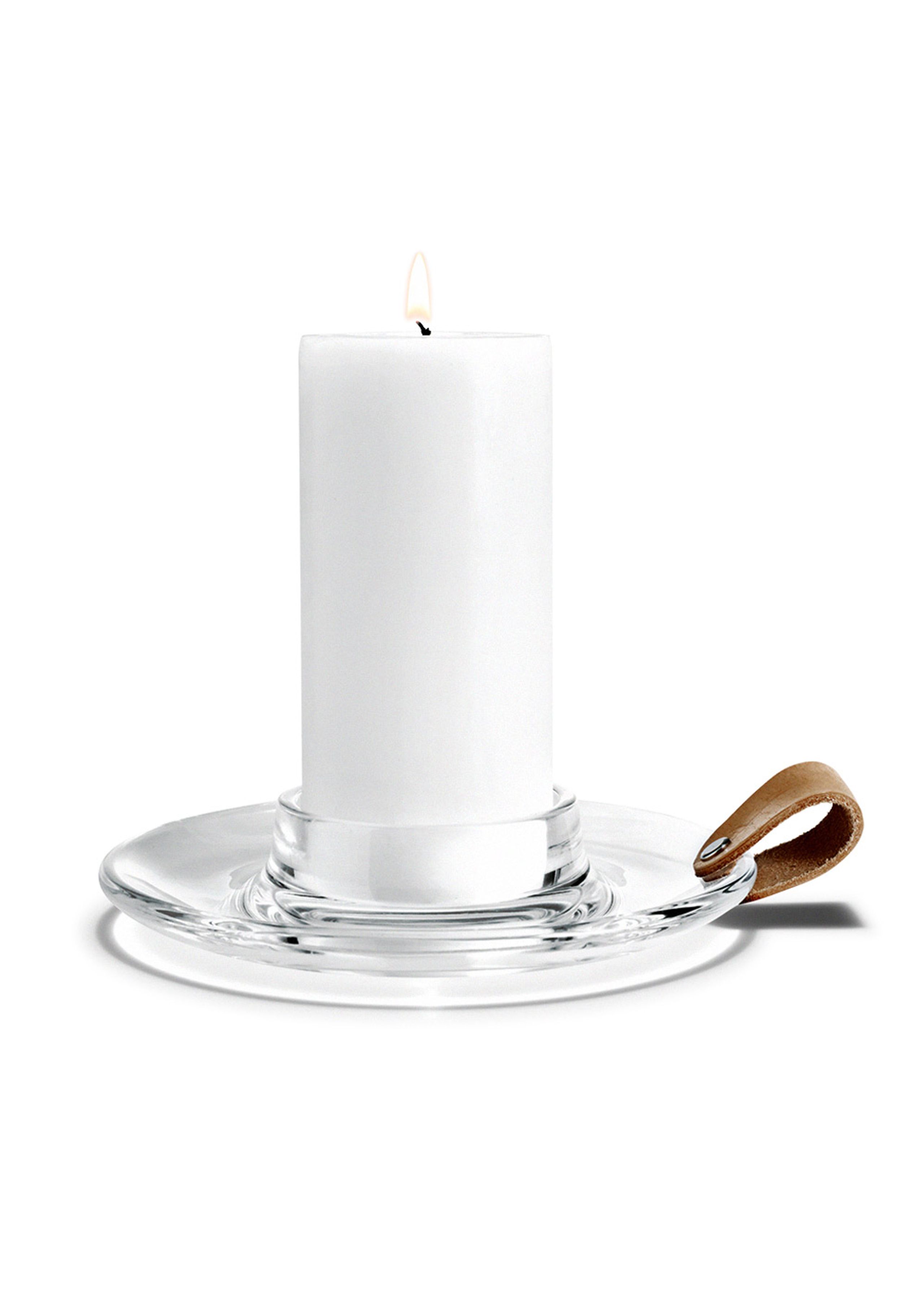 Holmegaard - Kerzenhalter - Design with Light - Glass w/ Brown Leather