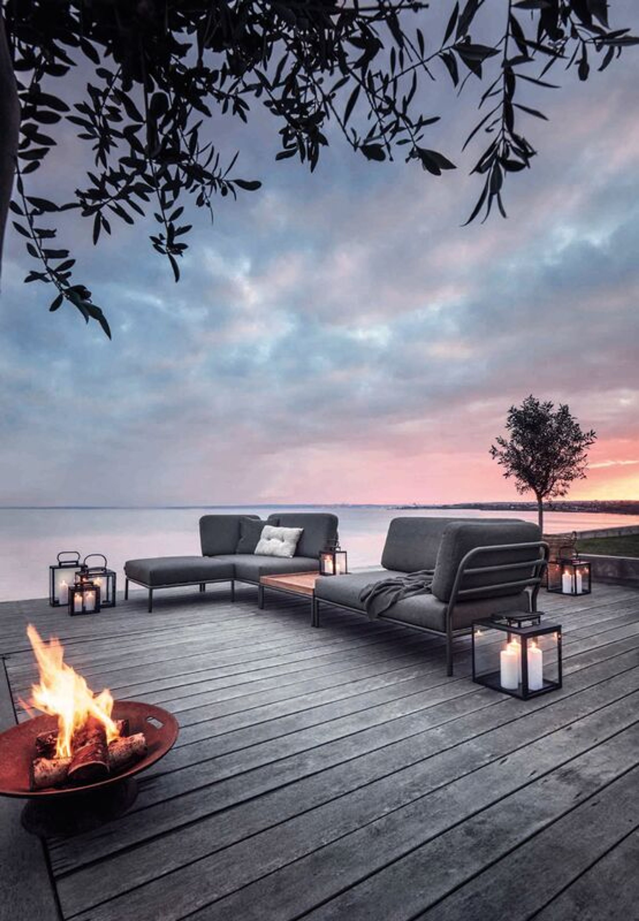 HOUE - Juego de muebles de jardín - LEVEL / Left Corner - Sooty Grey/Dark Grey