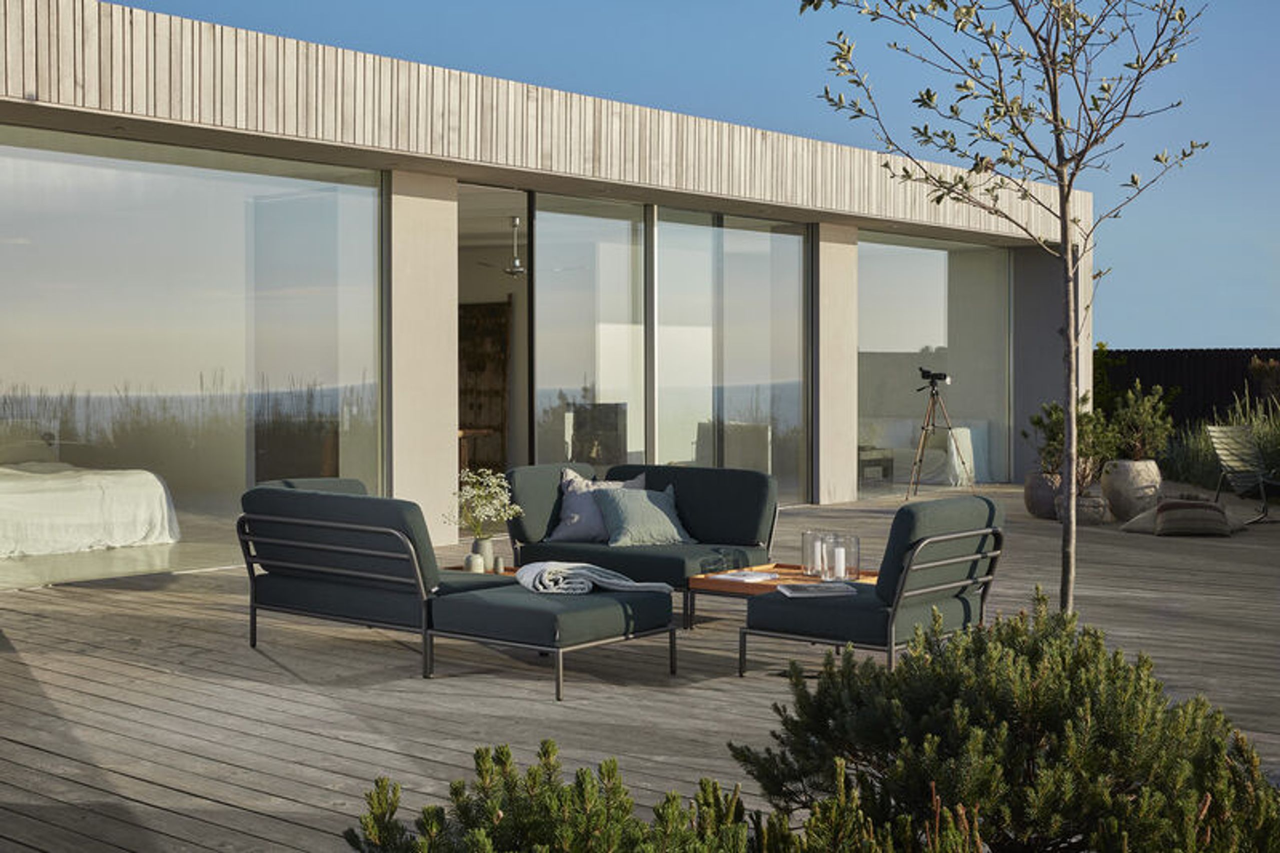 HOUE - Juego de muebles de jardín - LEVEL / Ottoman - Sky/Muted White