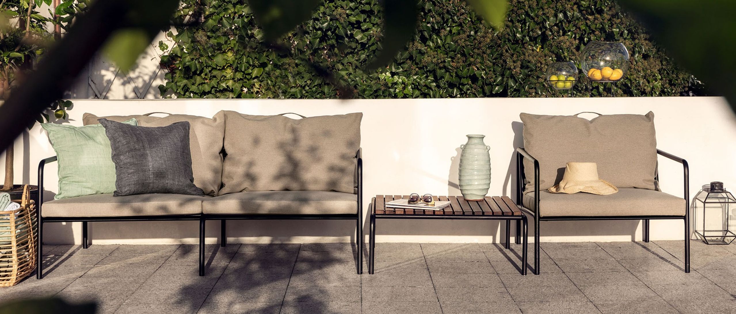 HOUE - Kanapa ogrodowa - AVON 2-Seater Sofa - Moss/Muted White