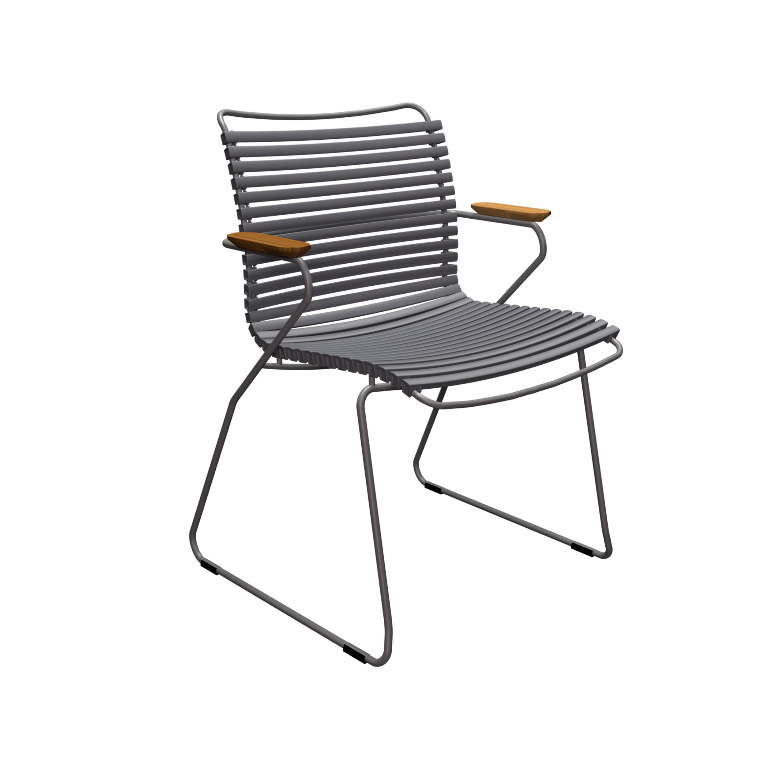 HOUE - Gartenstuhl - Click Dining Chair - Color: Dark grey. Frame: Grey. Armrest: Bamboo