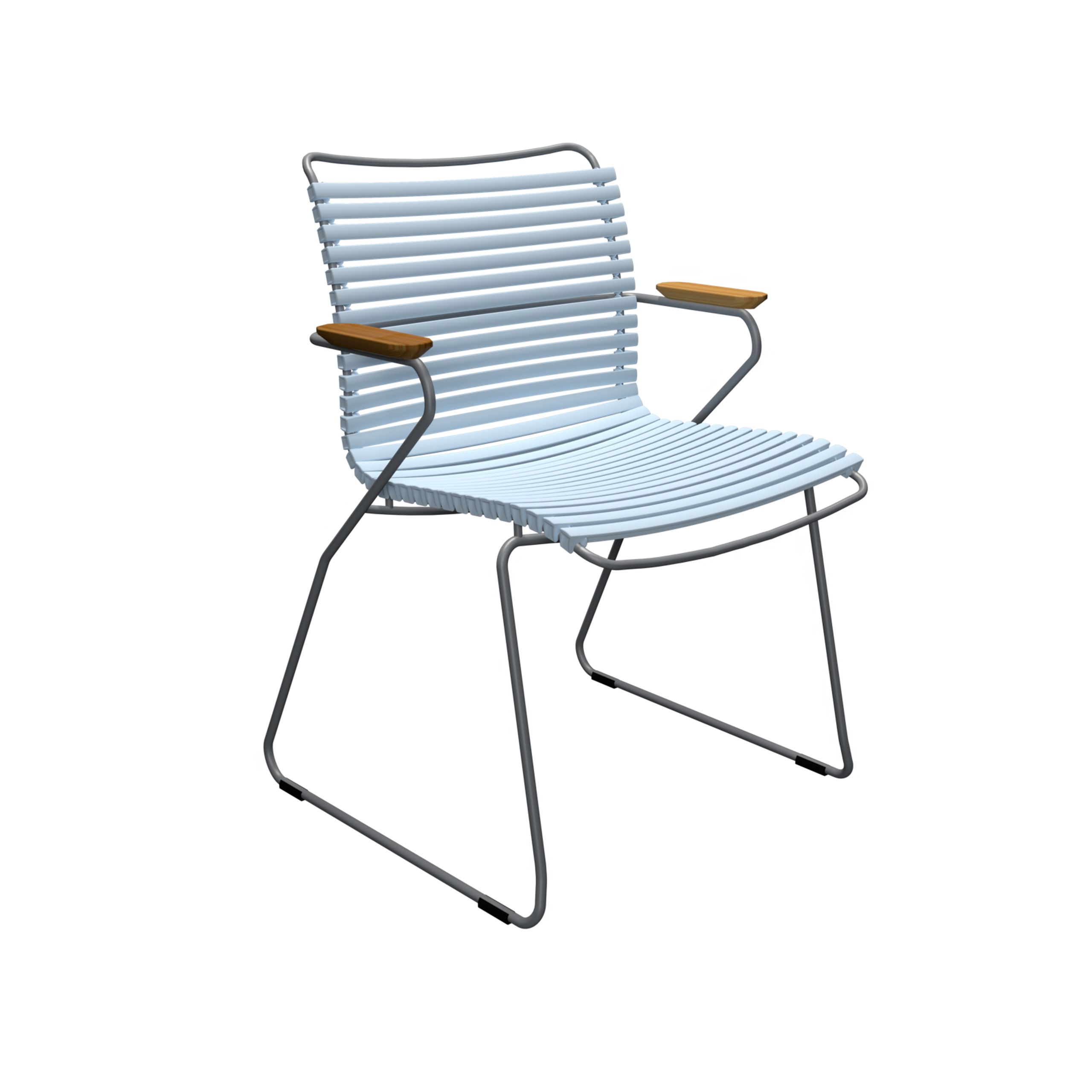 HOUE - Zahradní židle - Click Dining Chair - Color: Dusty l. blue. Frame: Grey. Armrest: Bamboo