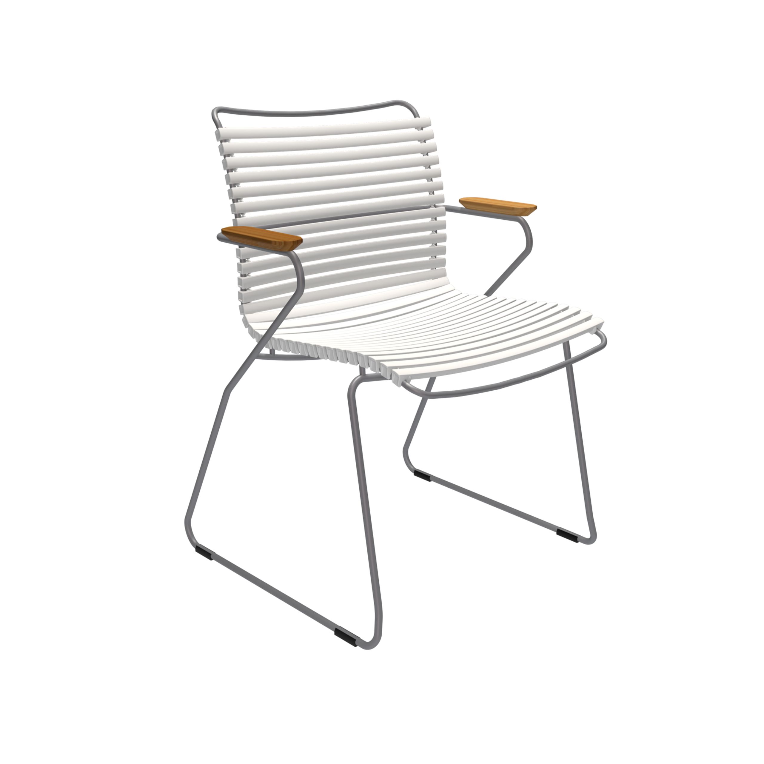 HOUE - Gartenstuhl - Click Dining Chair - Color: Muted white. Frame: Grey. Armrest: Bamboo