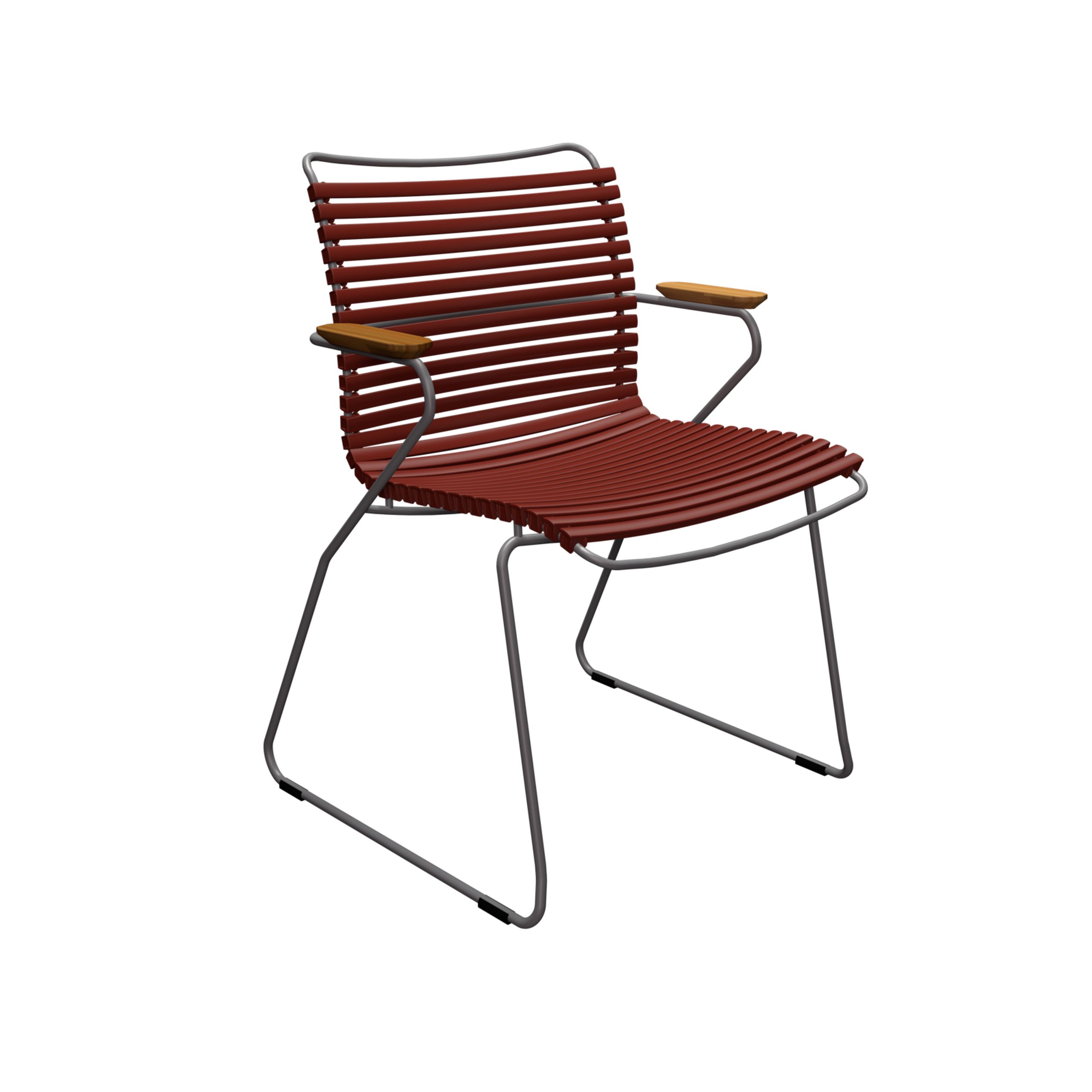 HOUE - Gartenstuhl - Click Dining Chair - Color: Paprika. Frame: Grey. Armrest: Bamboo