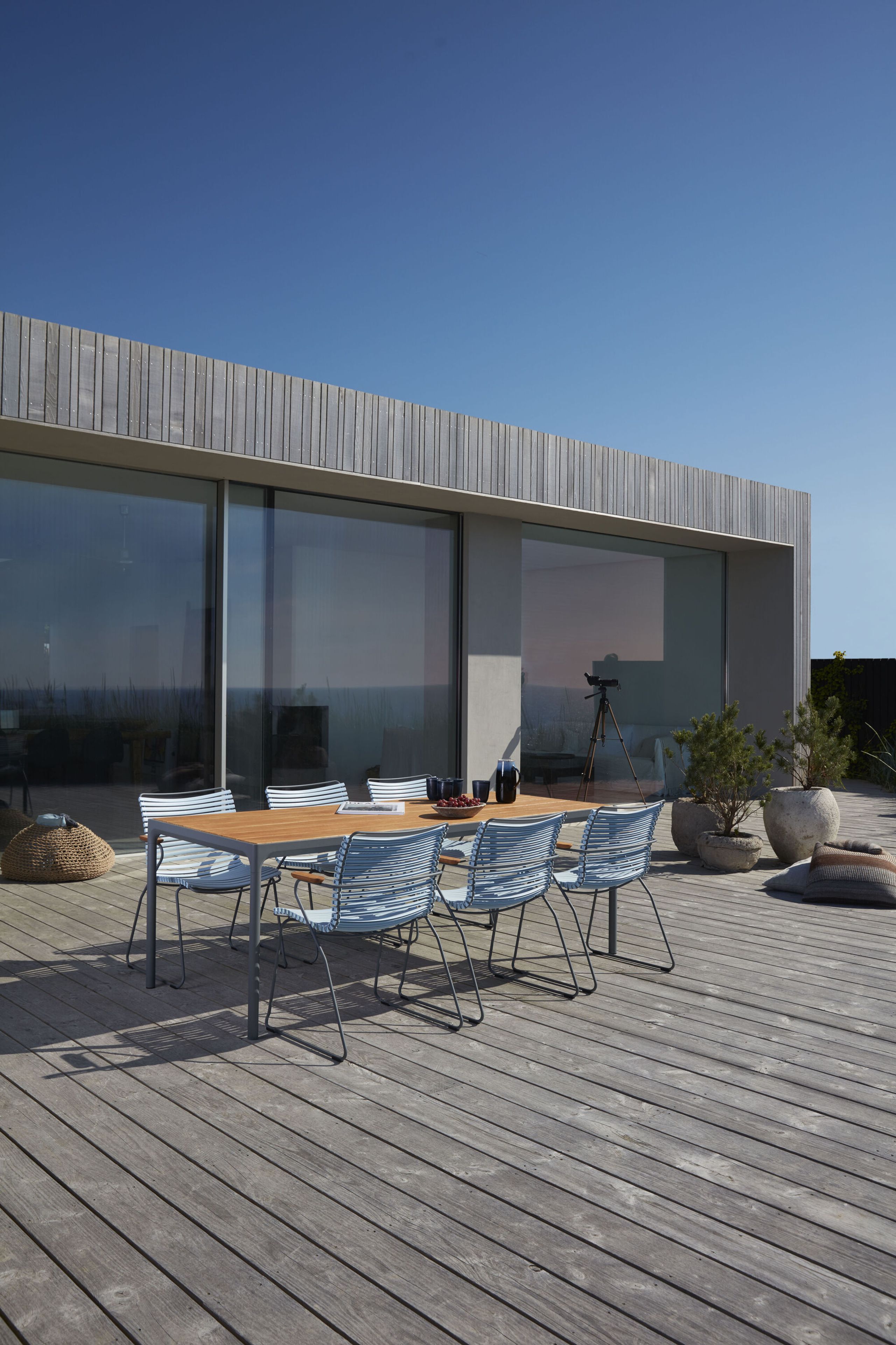 HOUE - Krzesło ogrodowe - Click Dining Chair Tall Back - Color: Multi color 2 / Frame: Grey / Armrest: Bamboo