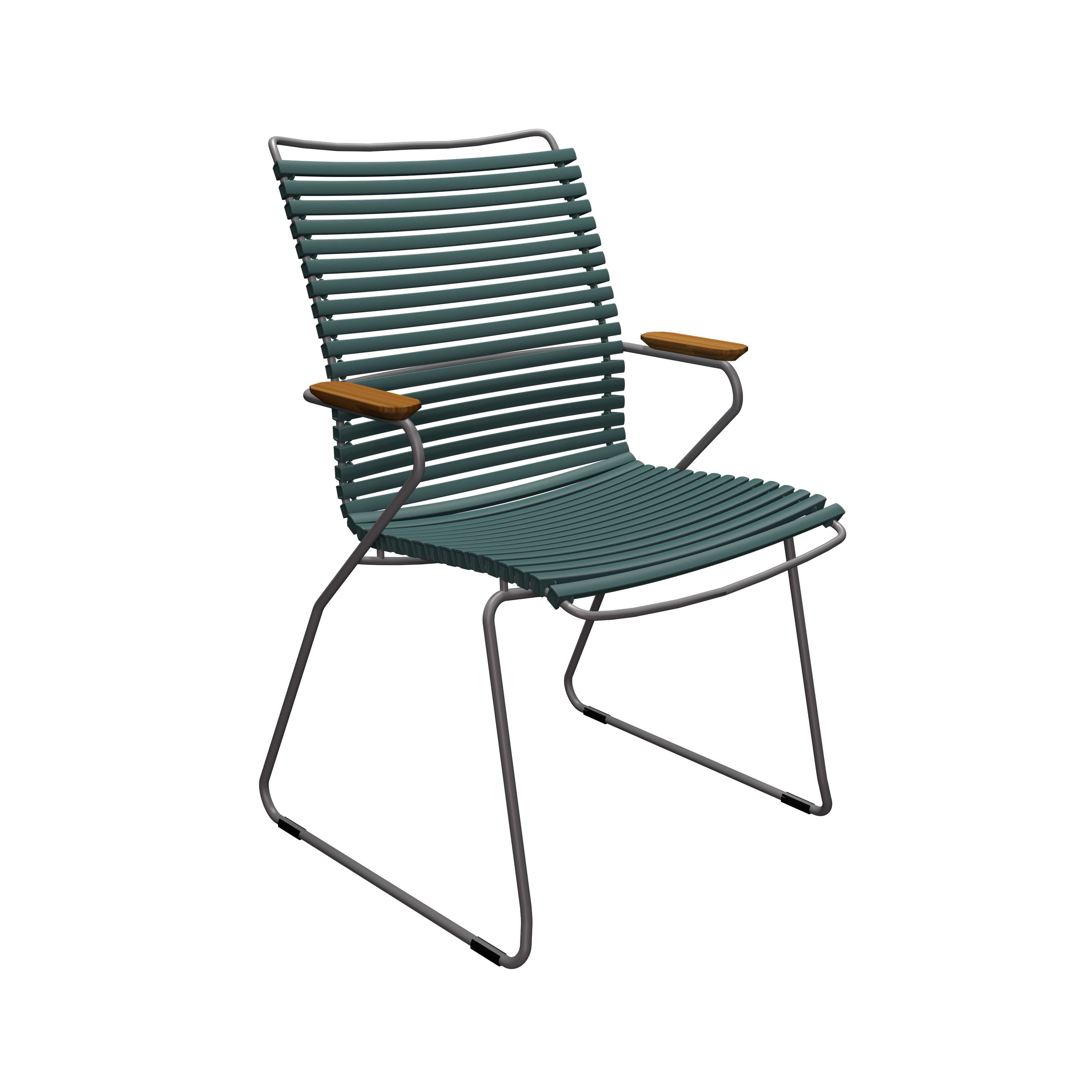 HOUE - Garden chair - Click Dining Chair Tall Back - Color: Pine green / Frame: Grey / Armrest: Bamboo
